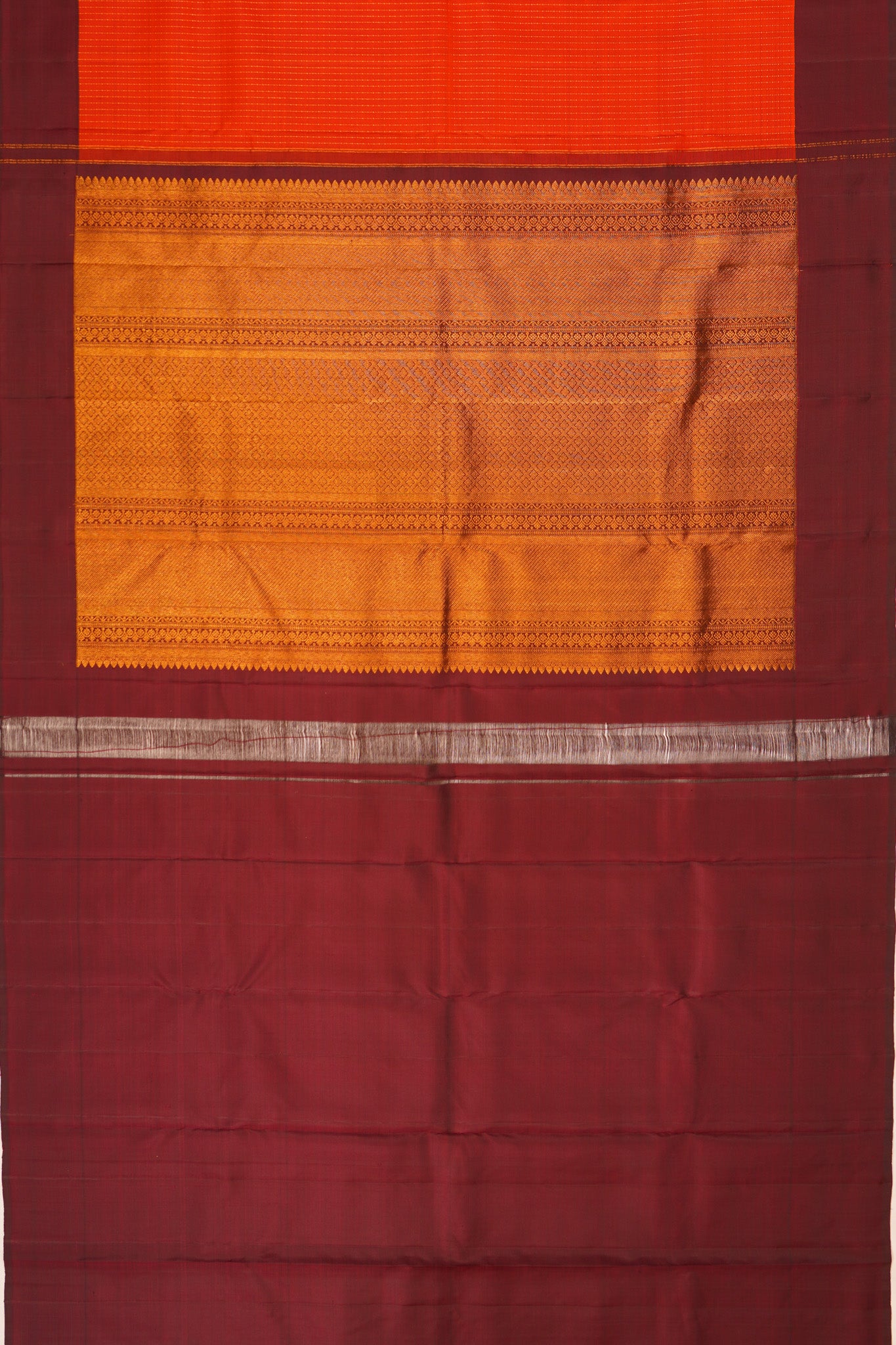 Taranga Kanchi Silk Checks And Butta Orange Saree