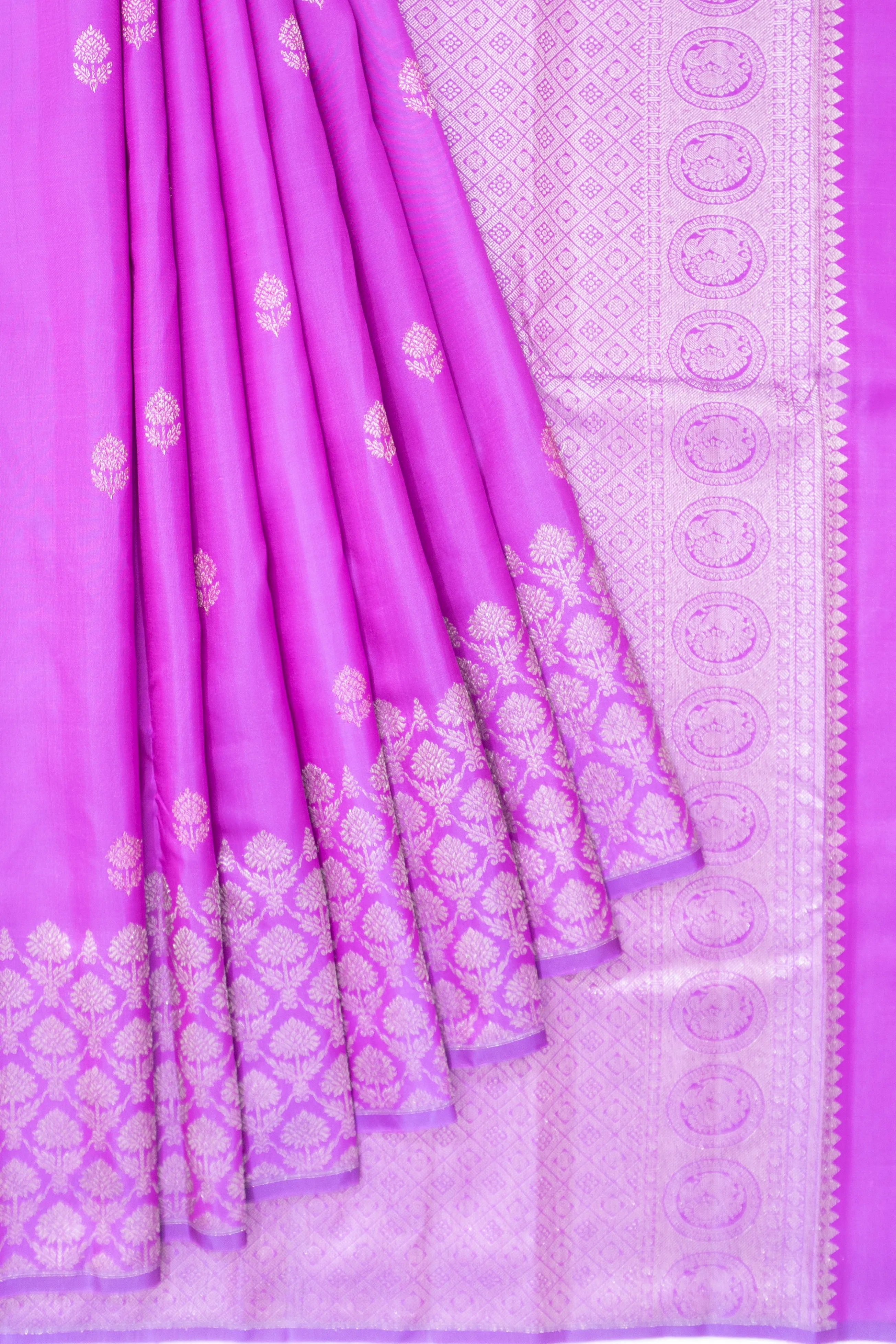 Antique Zari Kanchipuram Silk Butta Violet Saree