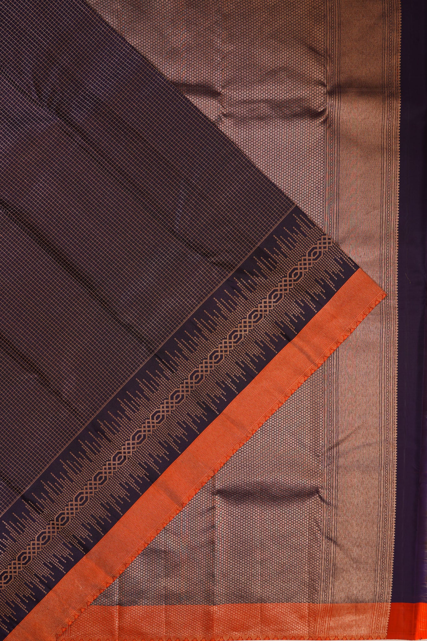 Taranga Kanchi Silk Checks Dark Blue Saree
