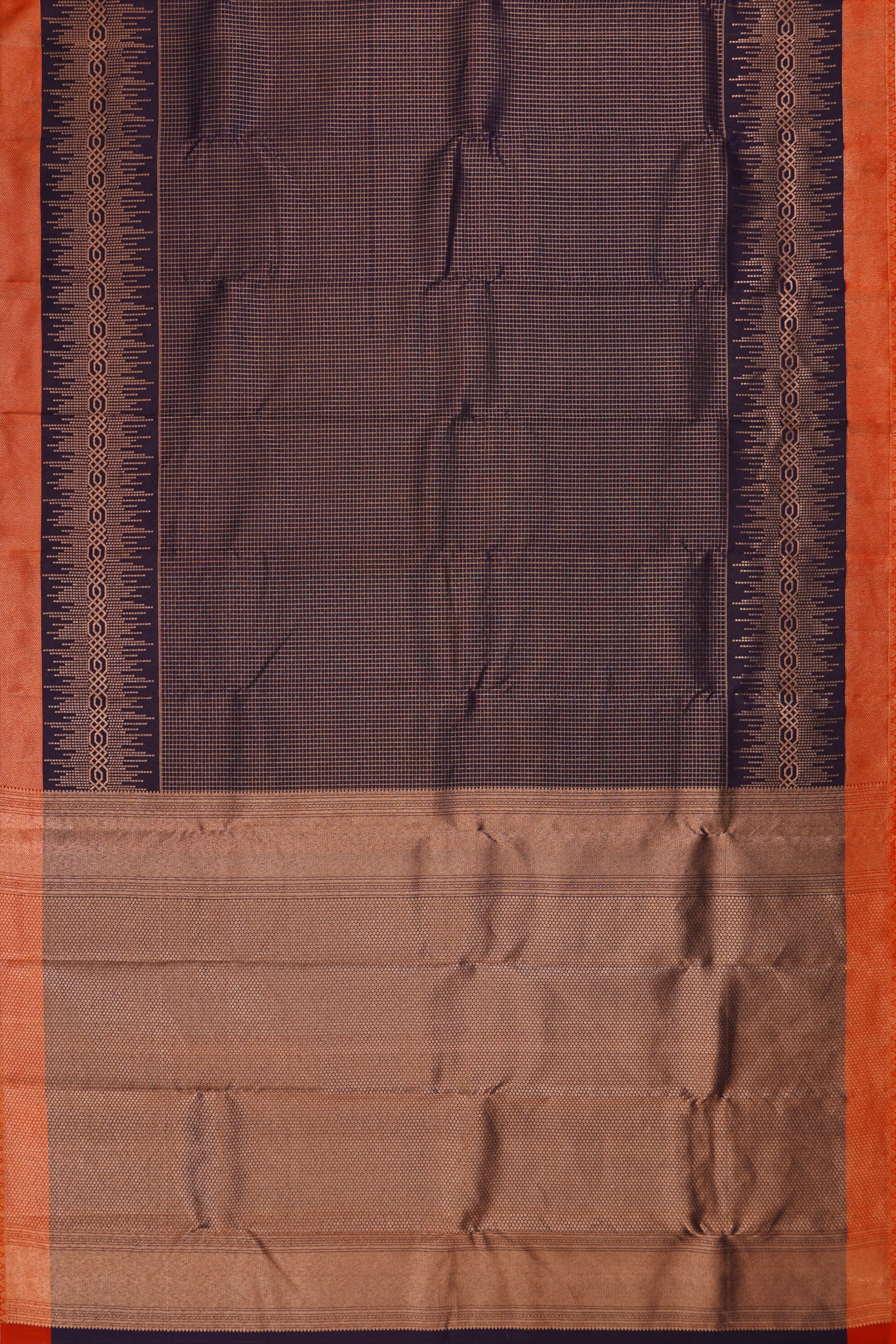 Taranga Kanchi Silk Checks Dark Blue Saree