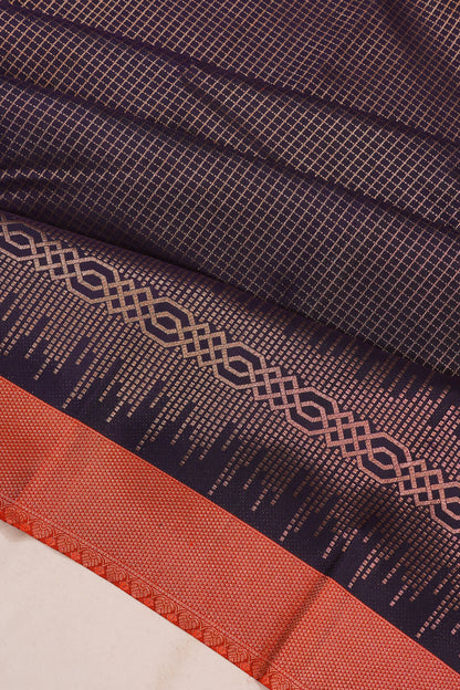 Taranga Kanchi Silk Checks Dark Blue Saree
