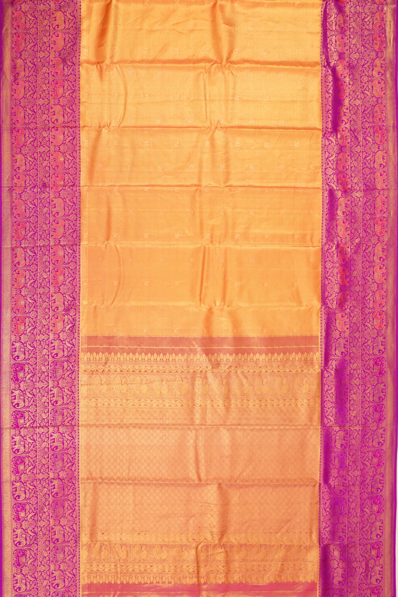 Taranga Kanchi Silk Tissue Butta Gold Saree