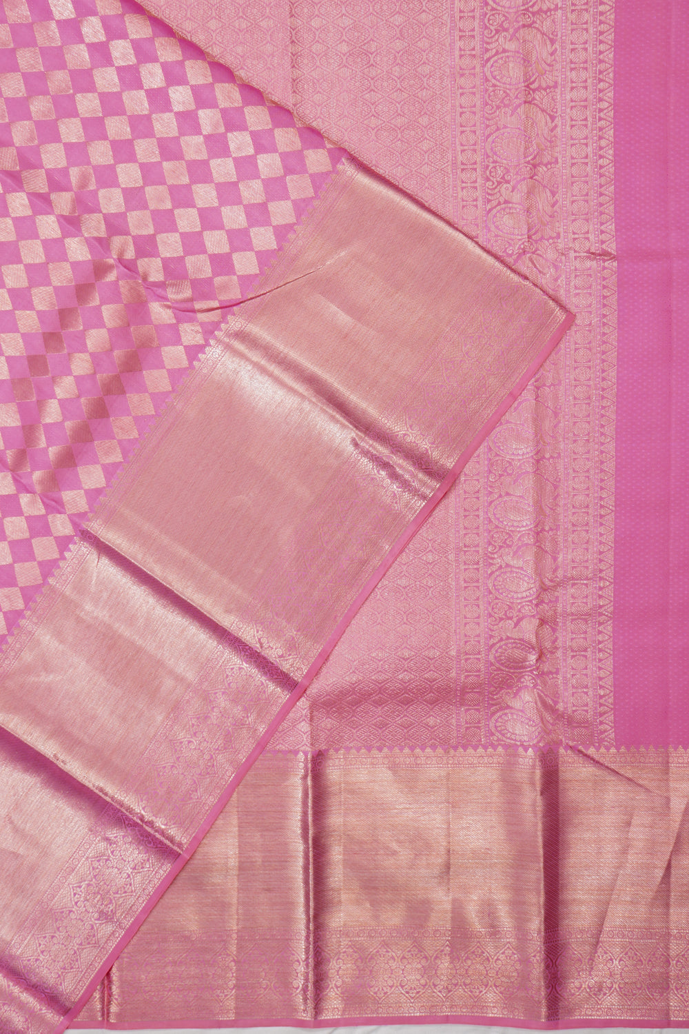 Taranga Kanchi Silk Geometrical Brocade Pink Saree