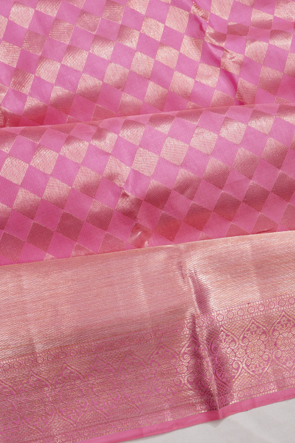 Taranga Kanchi Silk Geometrical Brocade Pink Saree