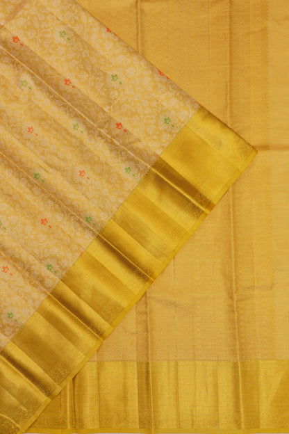 Kanchipuram Silk Tissue Brocade Gold Saree