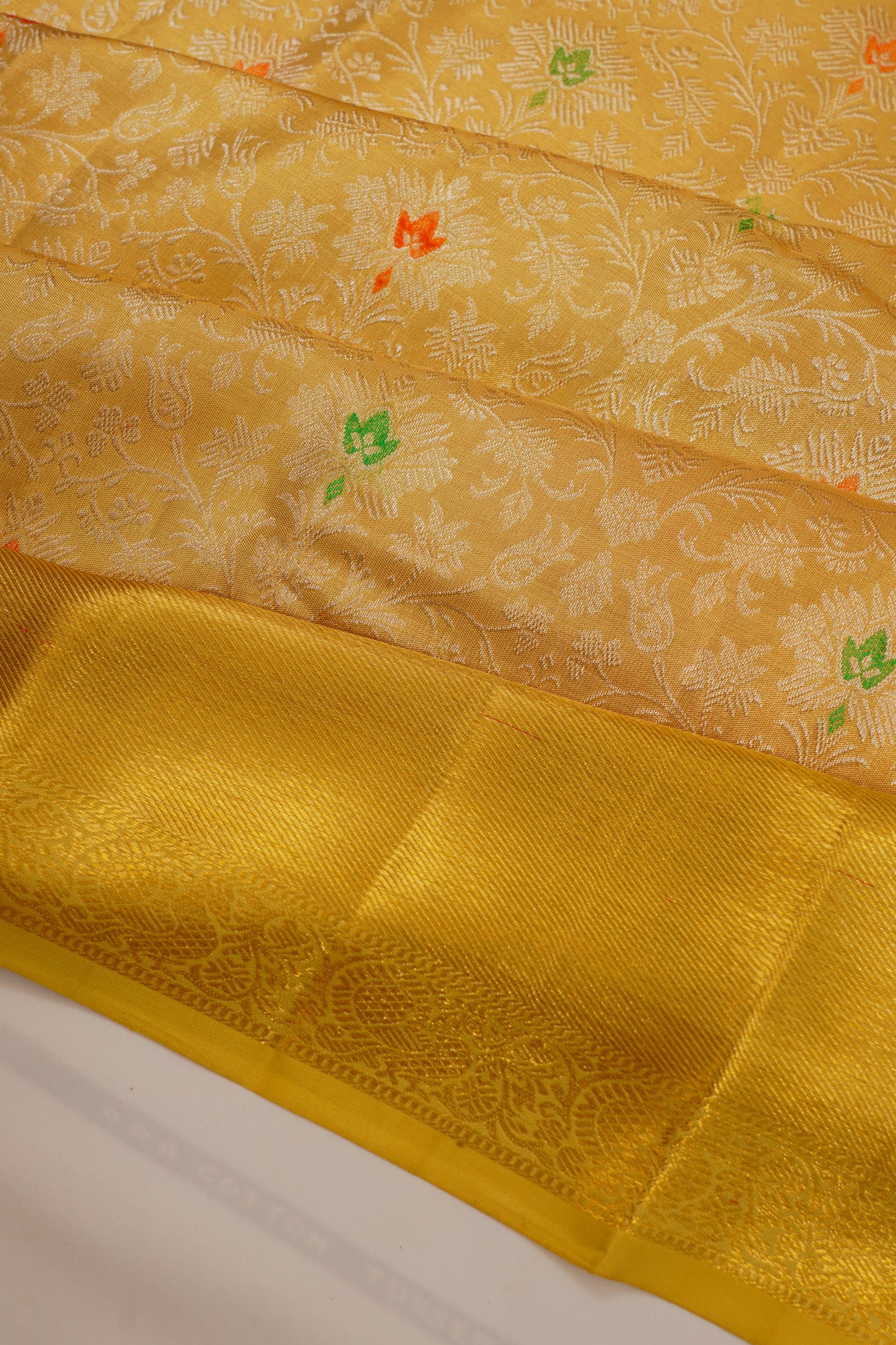 Kanchipuram Silk Tissue Brocade Gold Saree
