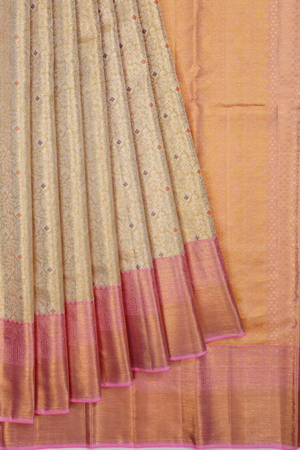 Kanchipuram Silk Tissue Brocade Gold Saree