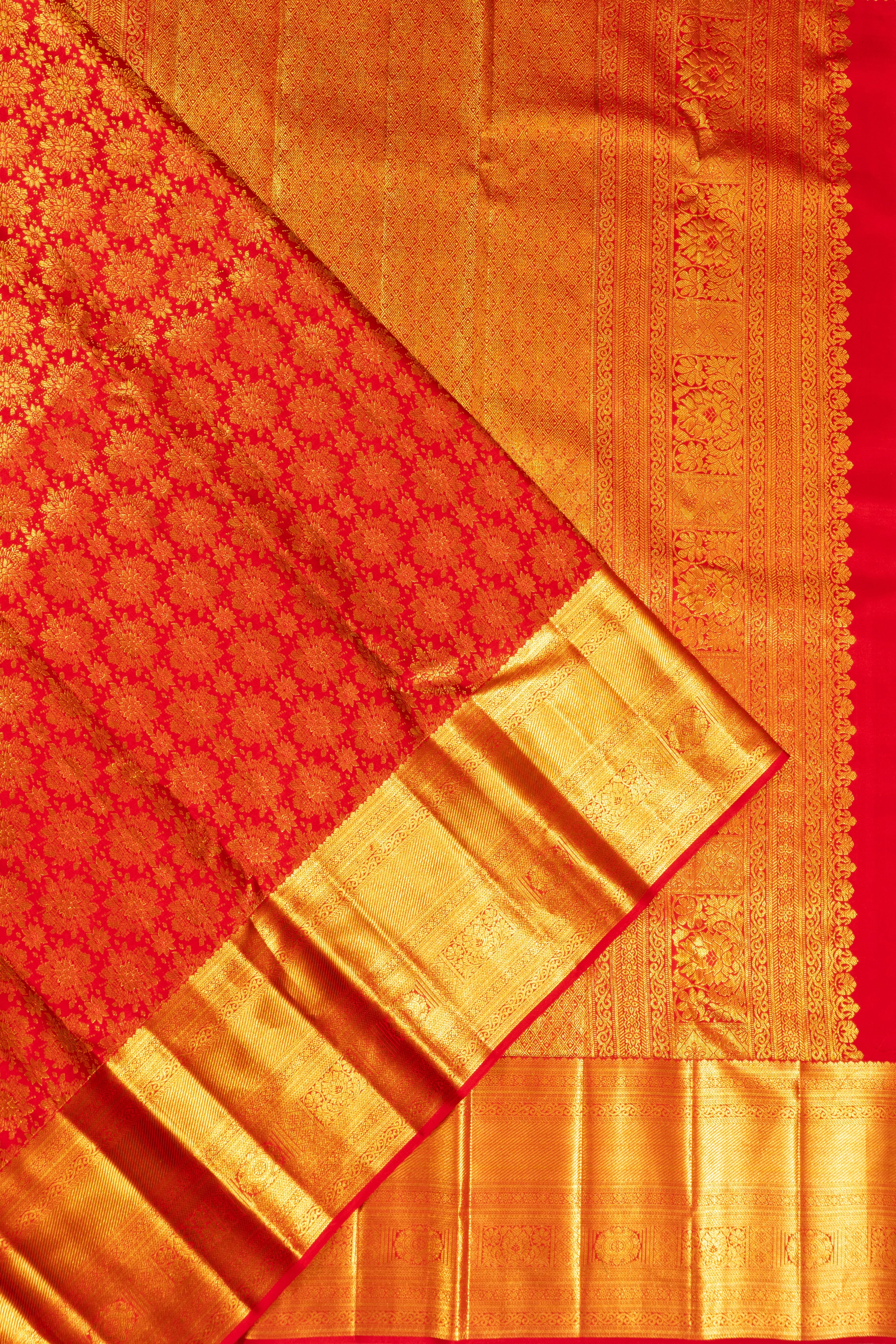 Kanchipuram Silk Brocade Red Saree