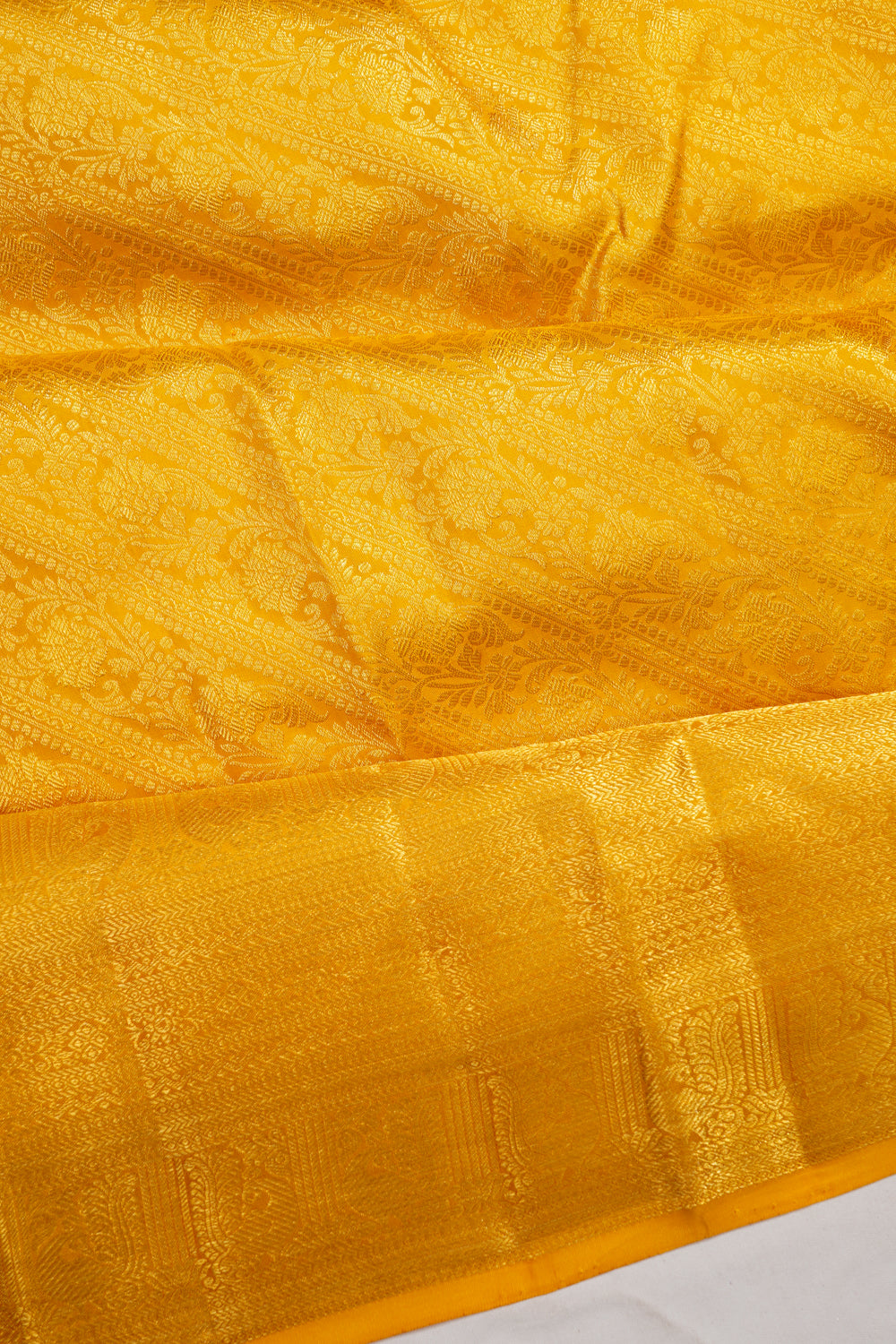 Kanchipuram Silk Brocade Yellow Saree