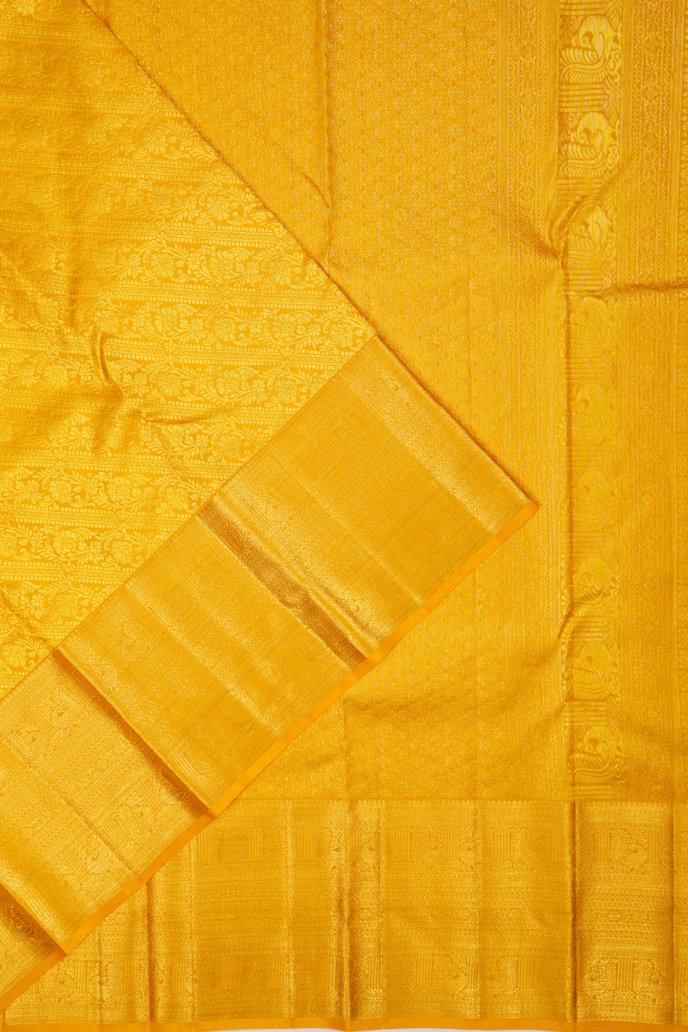 Kanchipuram Silk Brocade Yellow Saree