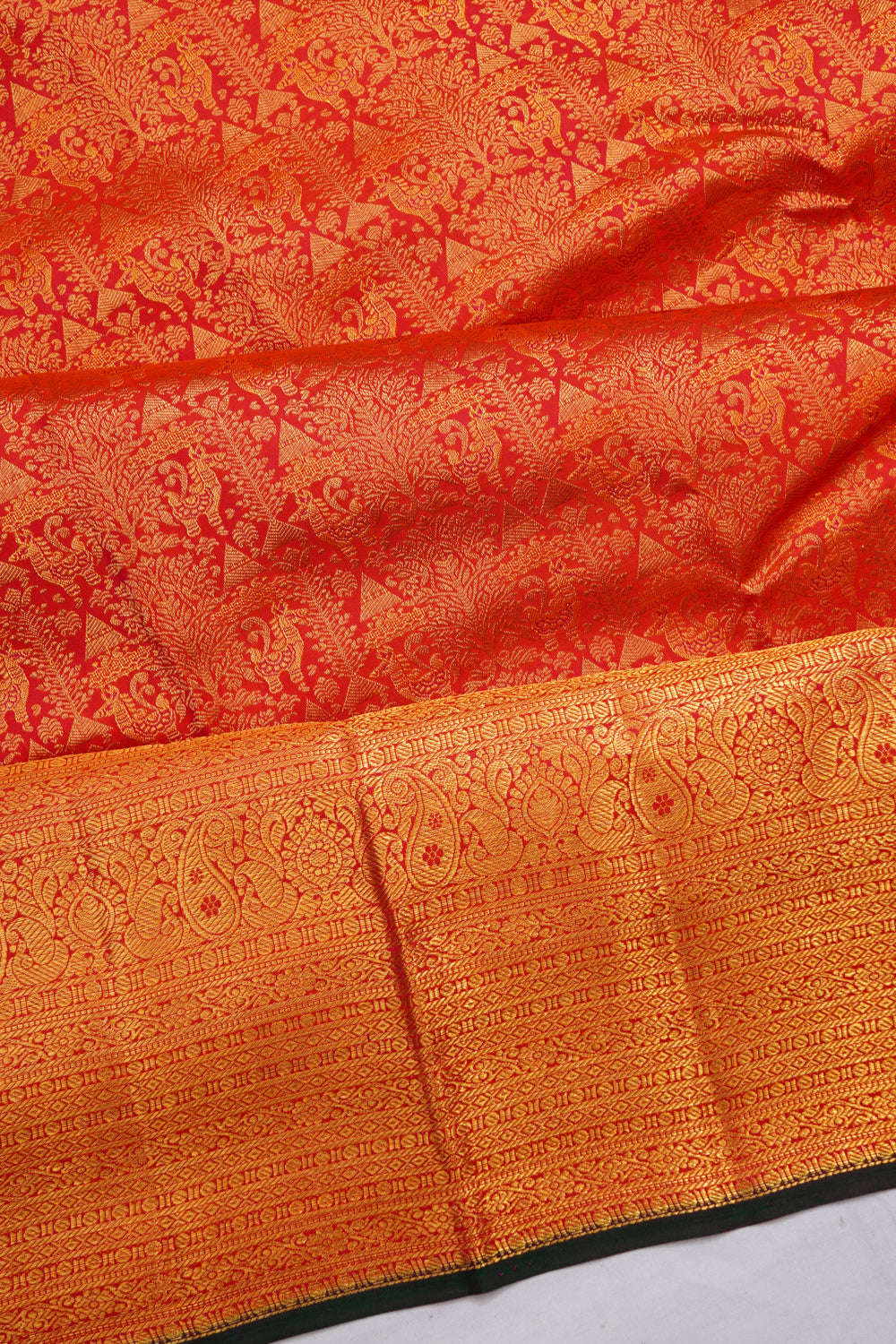 Kanchipuram Silk Brocade Red Saree