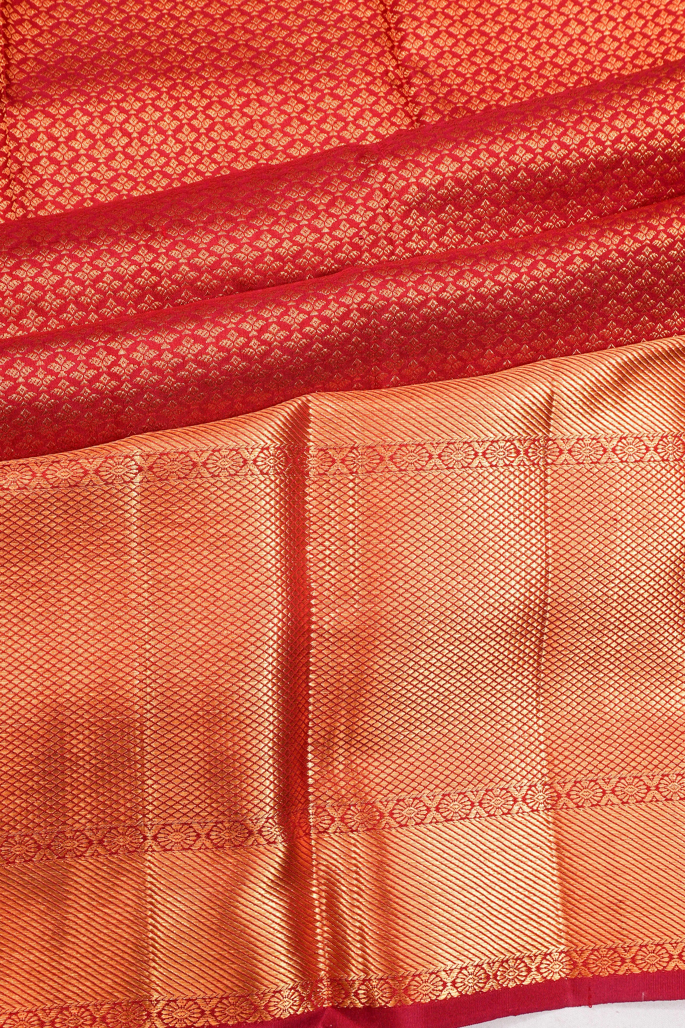 Kanchipuram Silk Brocade Red Saree
