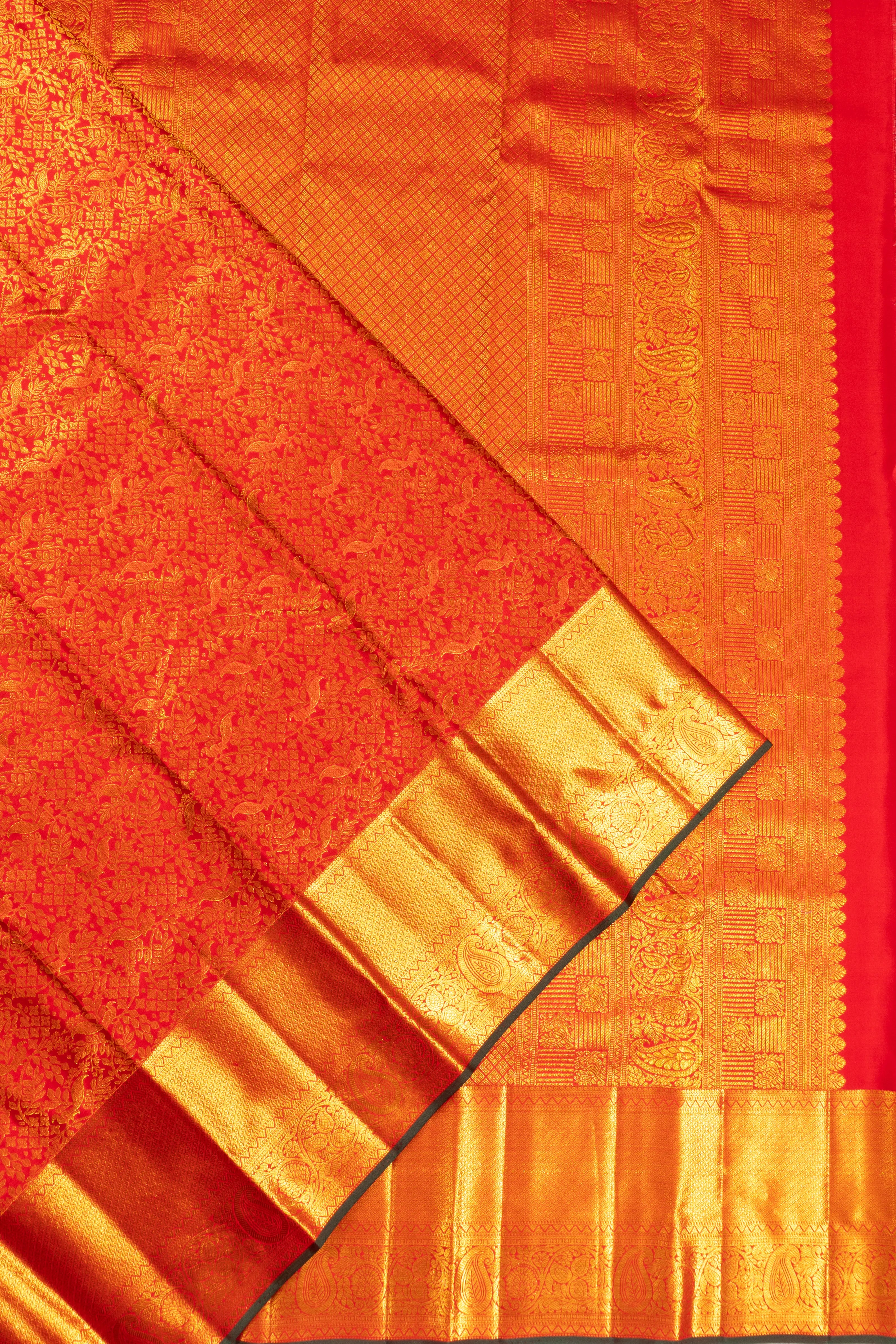 Kanchipuram Silk Brocade Red Saree