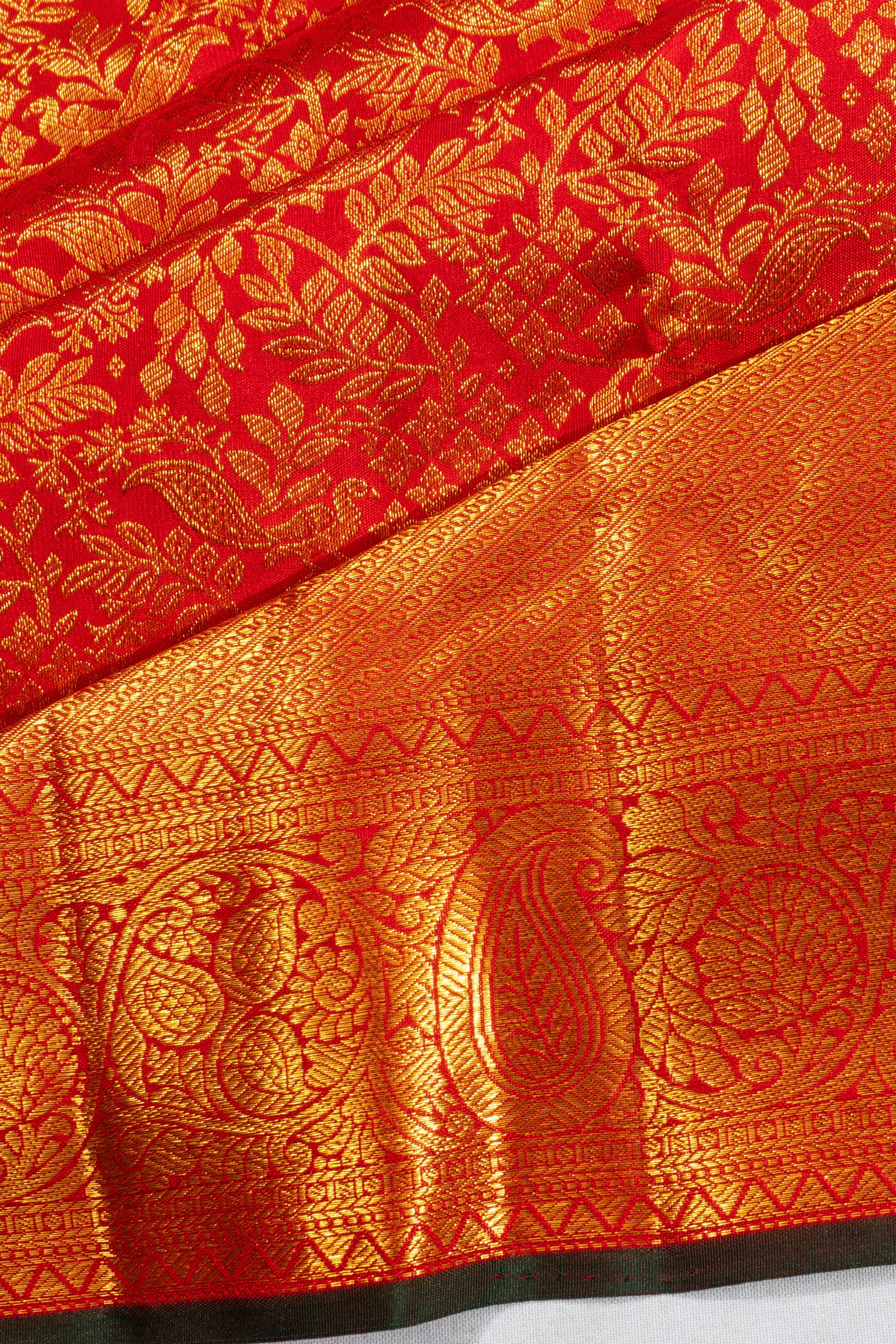 Kanchipuram Silk Brocade Red Saree