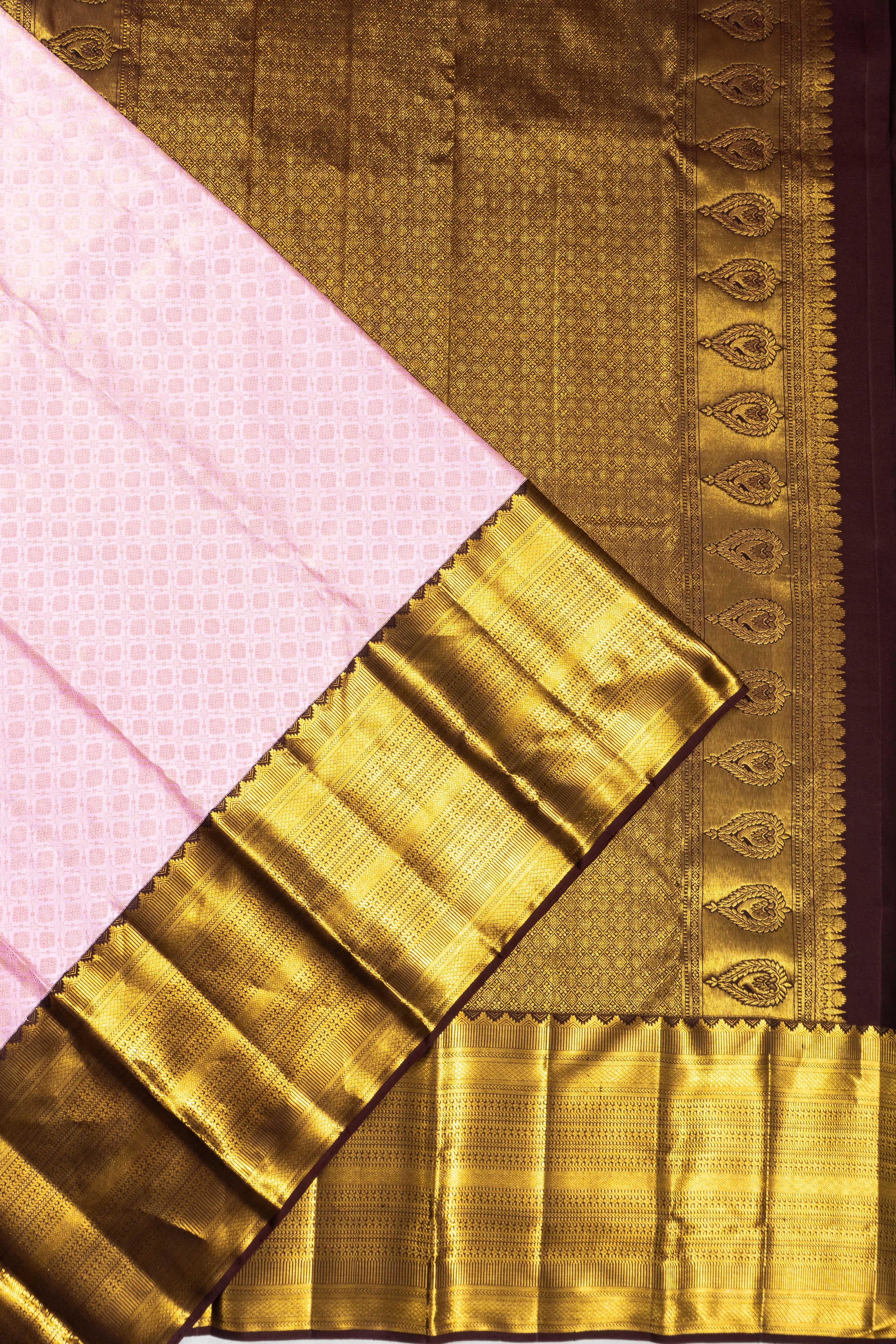 Kanchipuram Silk Brocade Baby Pink Saree