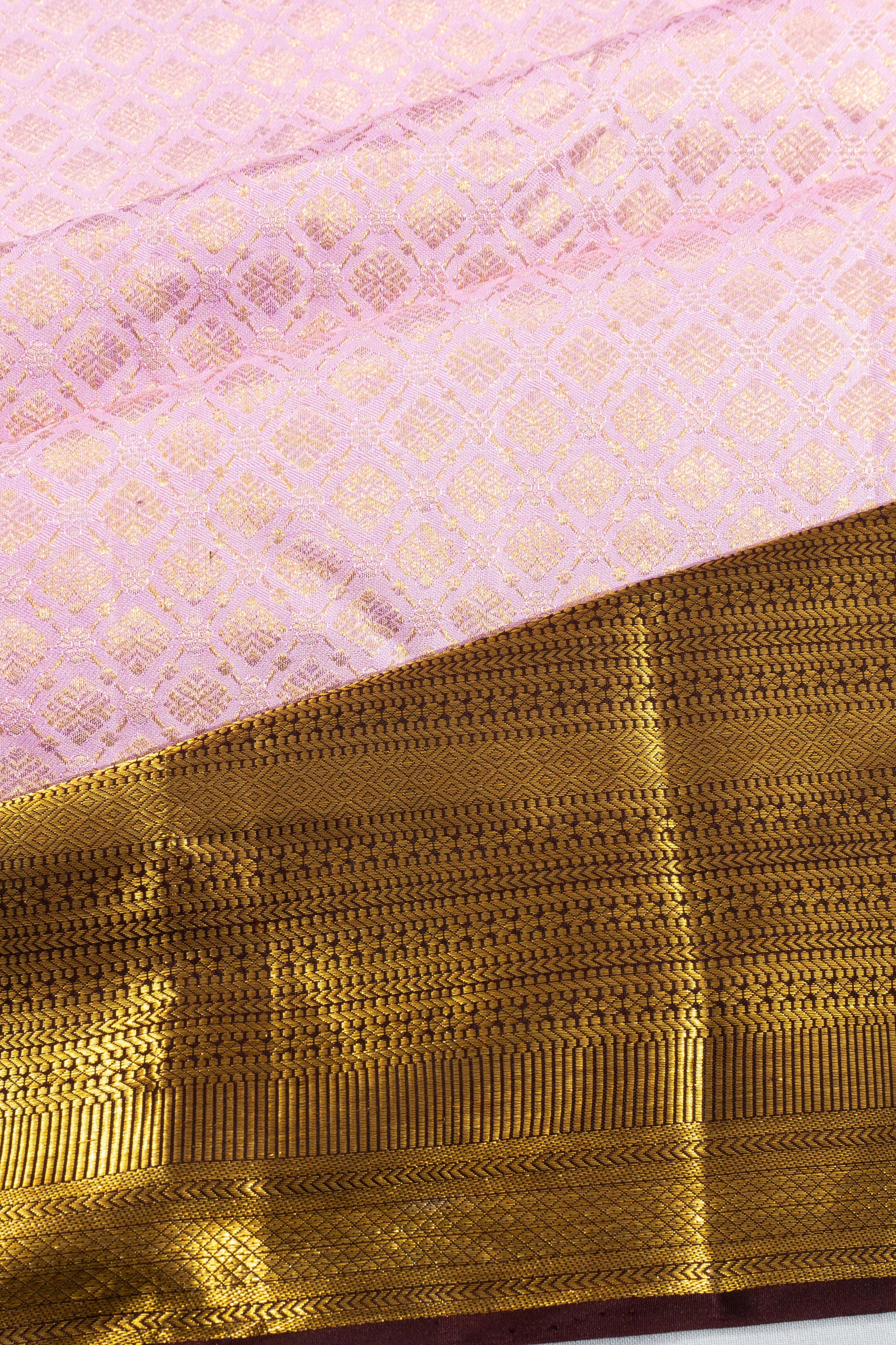 Kanchipuram Silk Brocade Baby Pink Saree