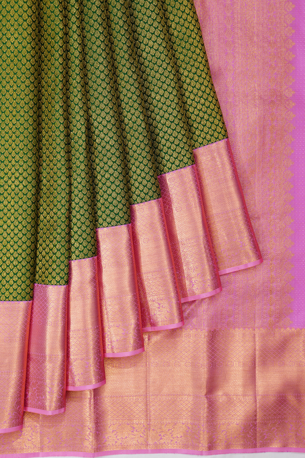 Kanchipuram Silk Brocade Dark Green Saree