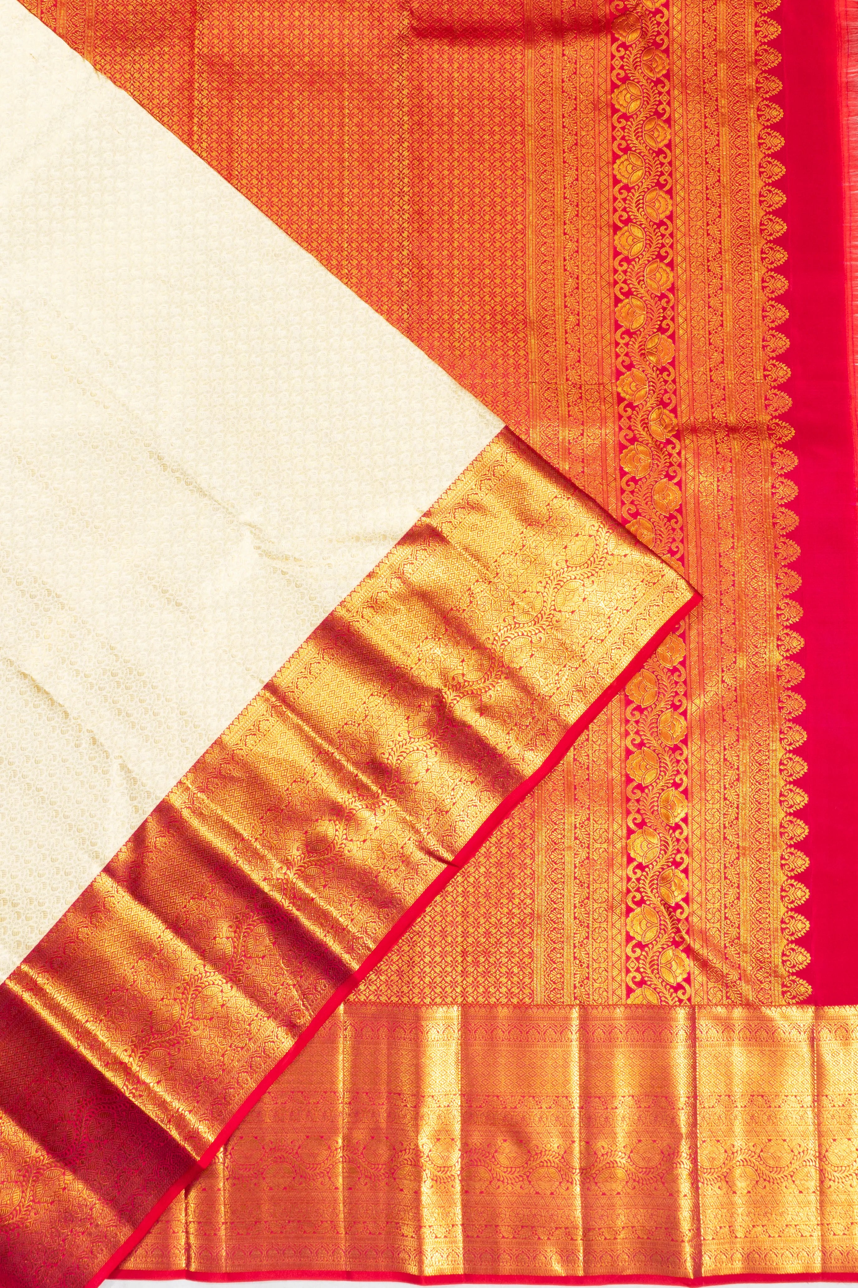 Kanchipuram Silk Brocade White Saree