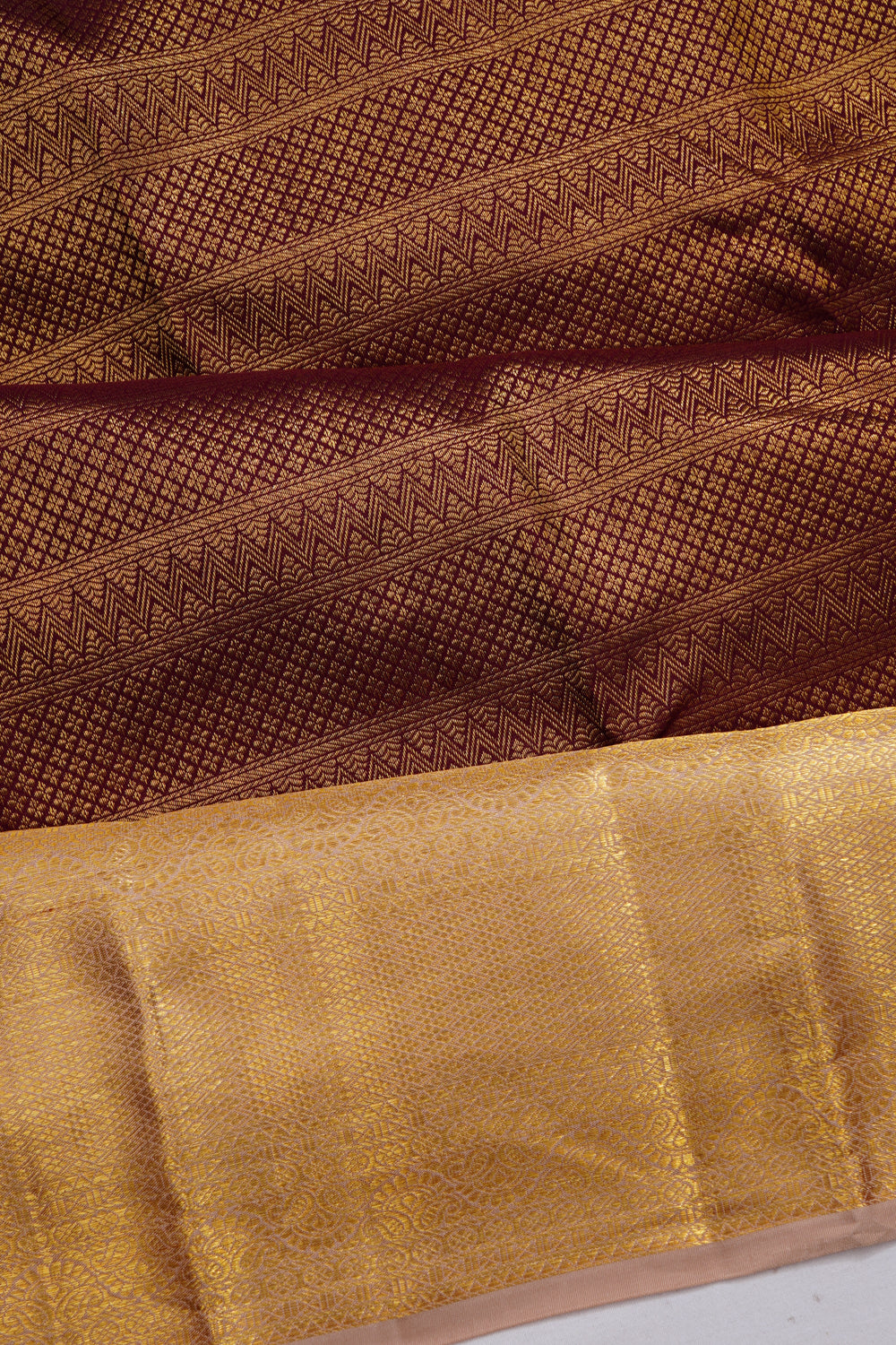 Kanchipuram Silk Brocade Brown Saree