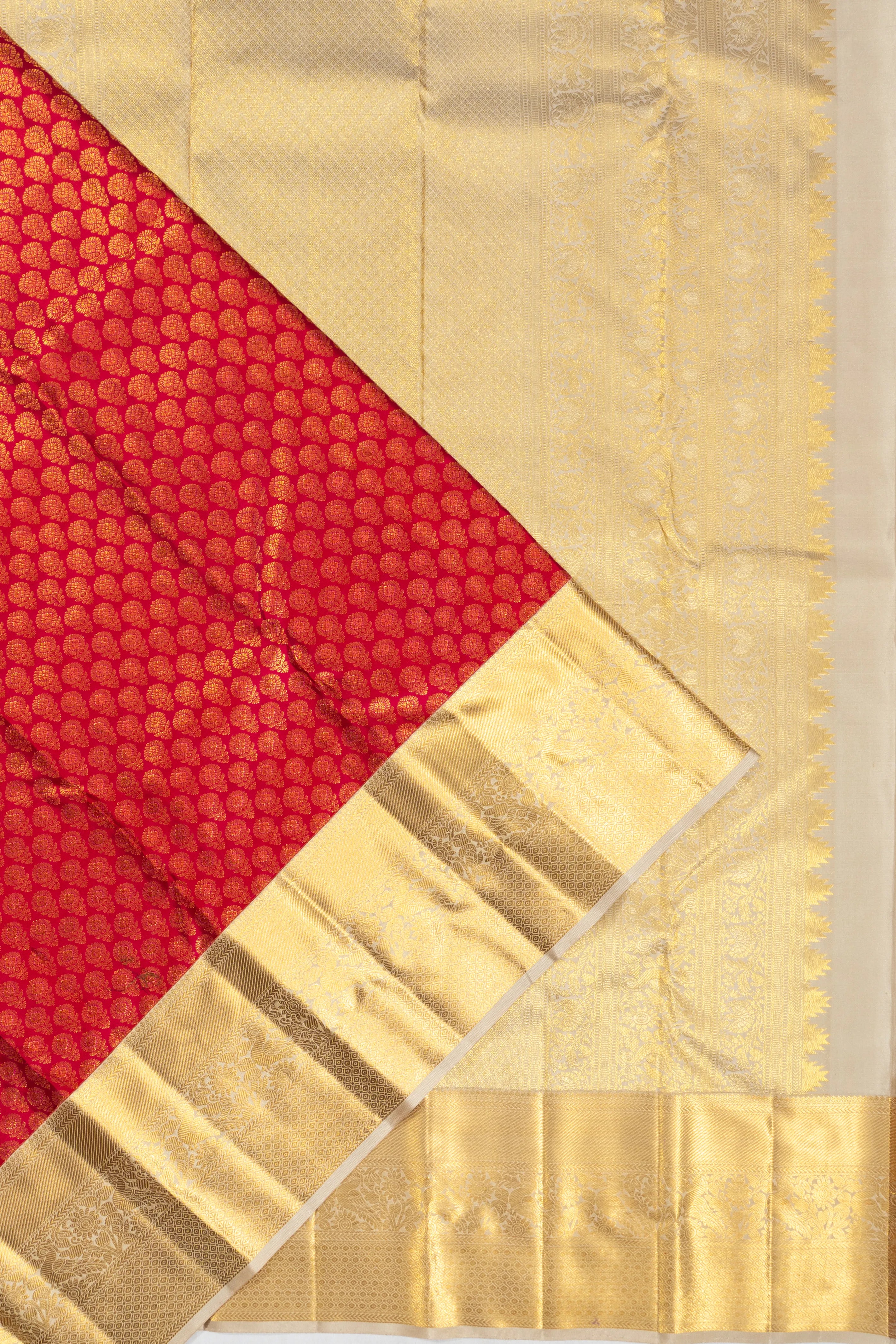 Kanchipuram Silk Brocade Reddish Pink Saree