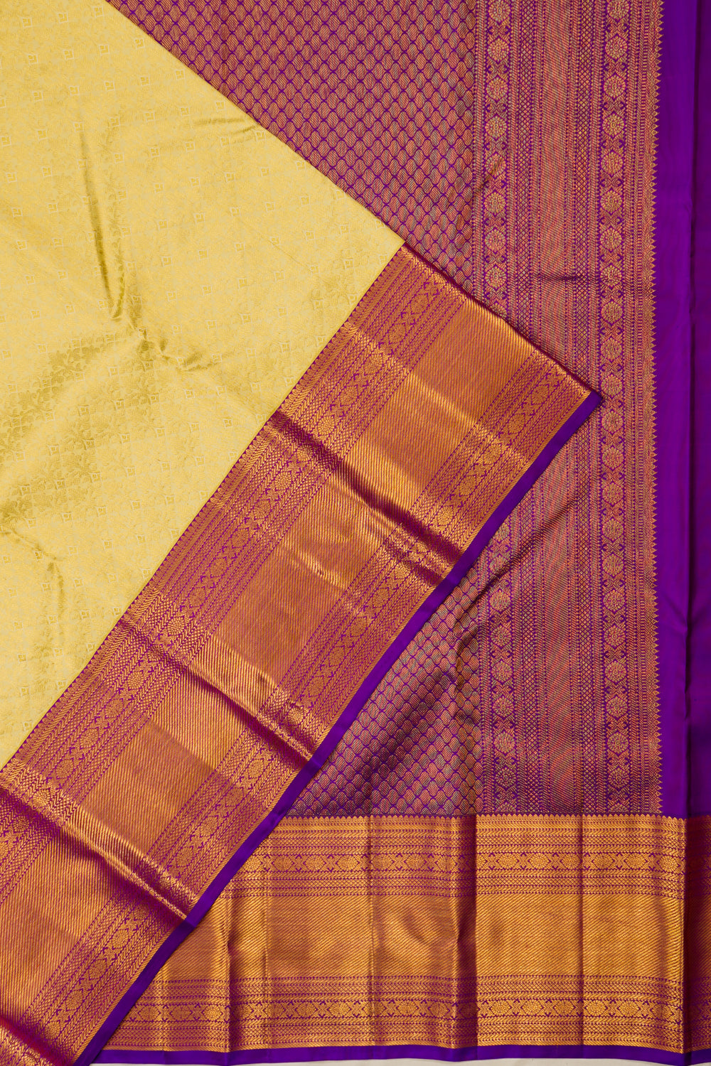 Kanchipuram Silk Brocade Lemon Yellow Saree