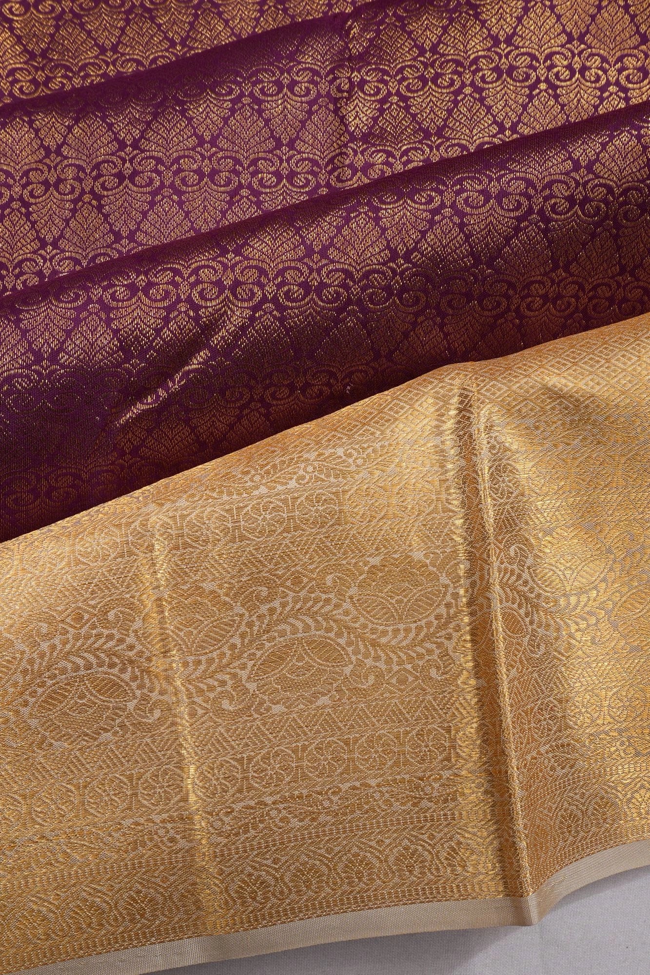 Kanchipuram Silk Brocade Purple Saree