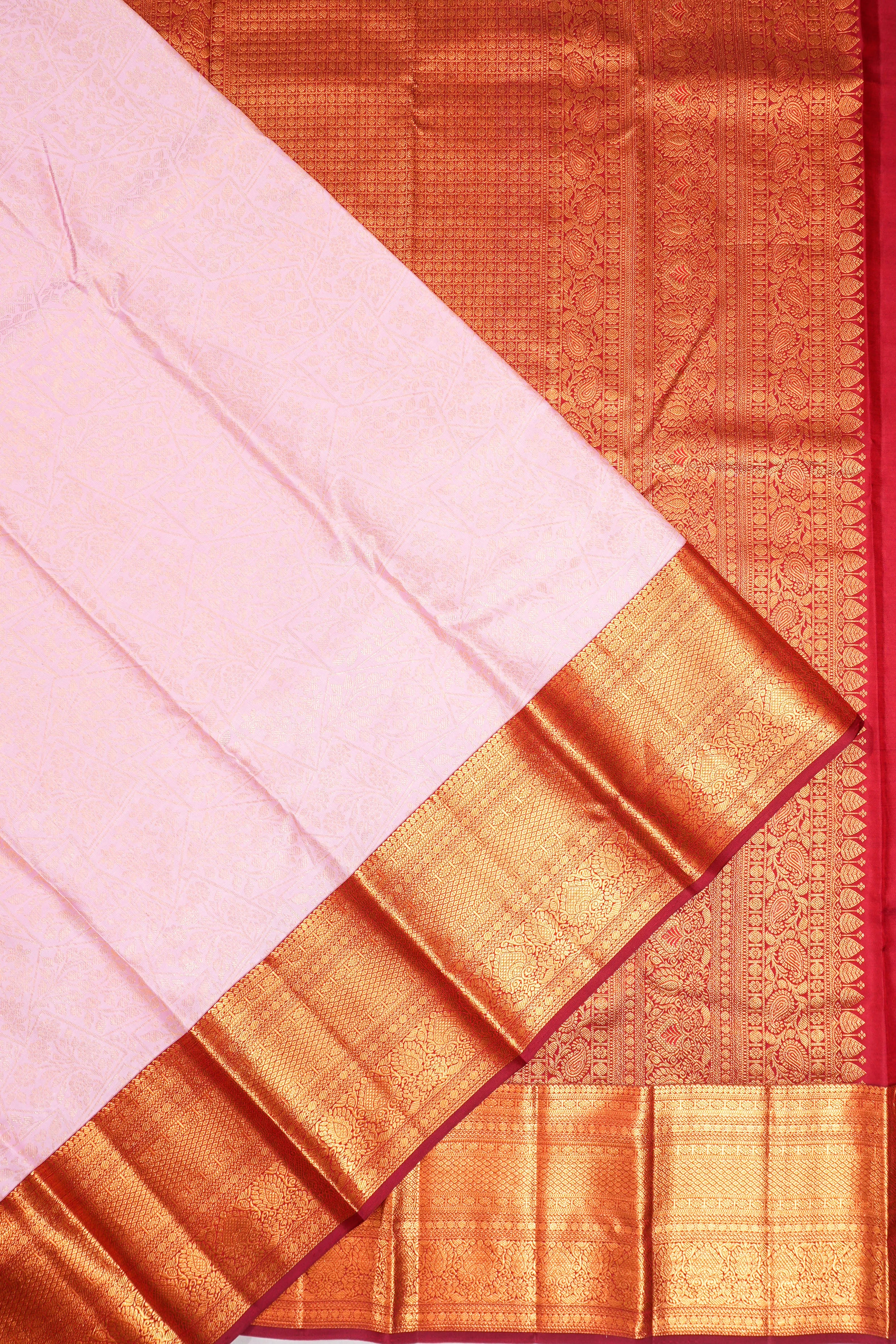 Kanchipuram Silk Brocade Pink Saree