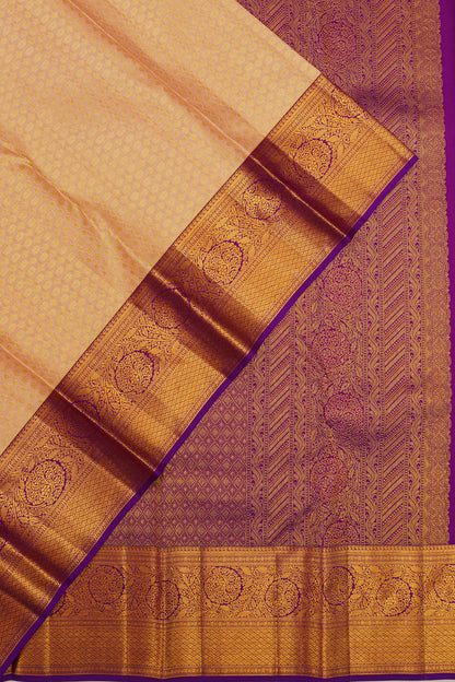 Kanchipuram Silk Checks And Butta Peach Saree