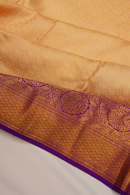 Kanchipuram Silk Checks And Butta Peach Saree