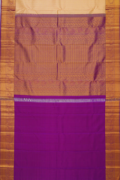 Kanchipuram Silk Checks And Butta Peach Saree