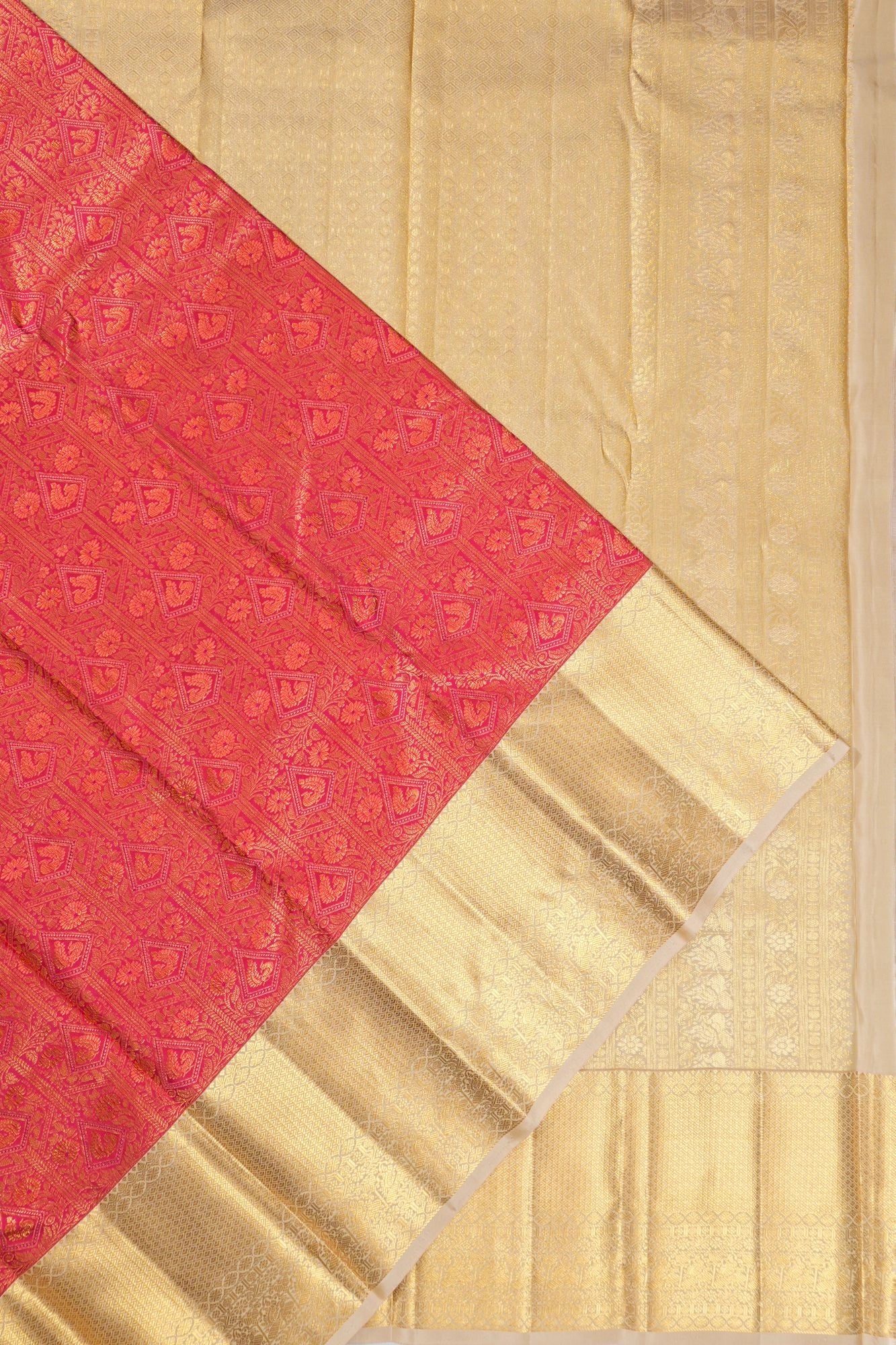 Kanchipuram Silk Brocade Pink Saree