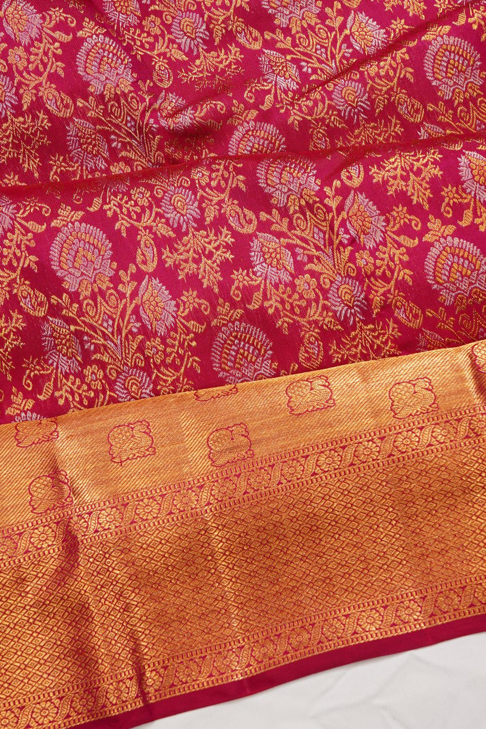 Kanchipuram Silk Brocade Pink Saree