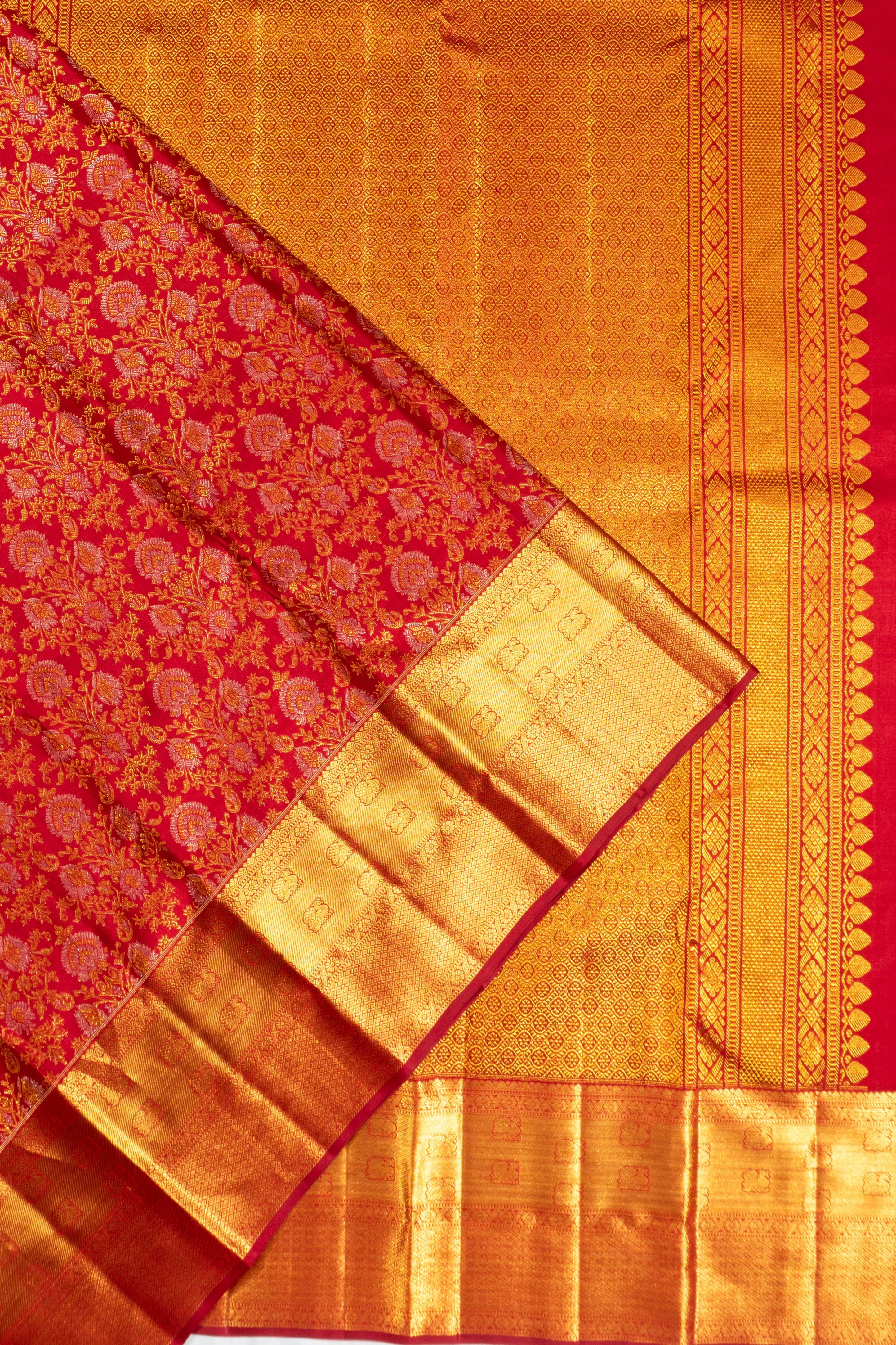 Kanchipuram Silk Brocade Red Saree