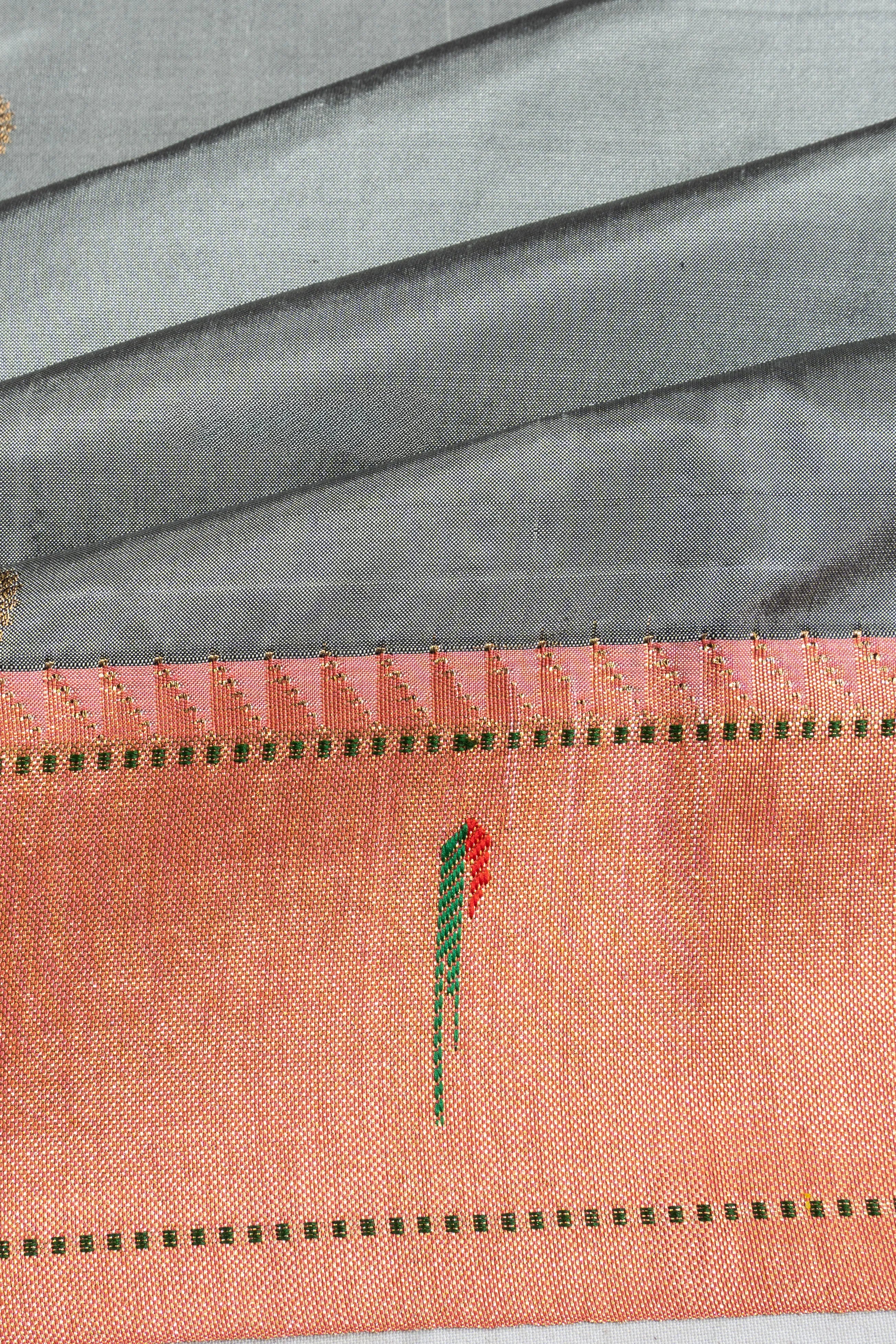 Muniya Silk Butta Grey Saree