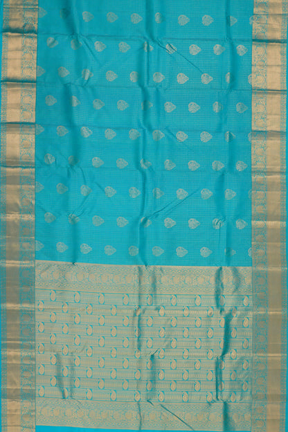 Taranga Kanchi Silk Checks And Butta Sky Blue Saree
