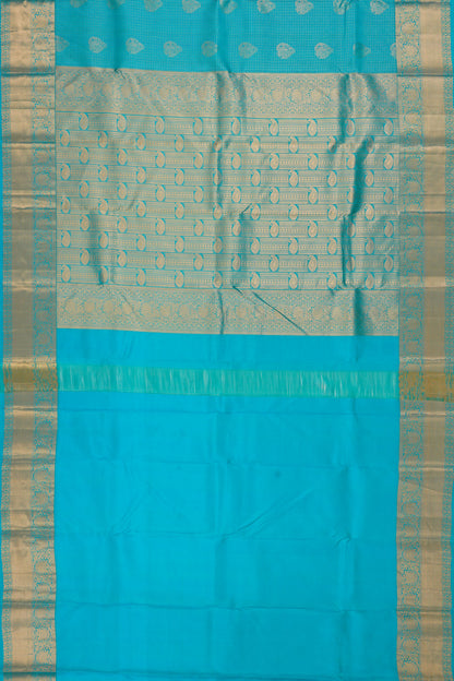 Taranga Kanchi Silk Checks And Butta Sky Blue Saree