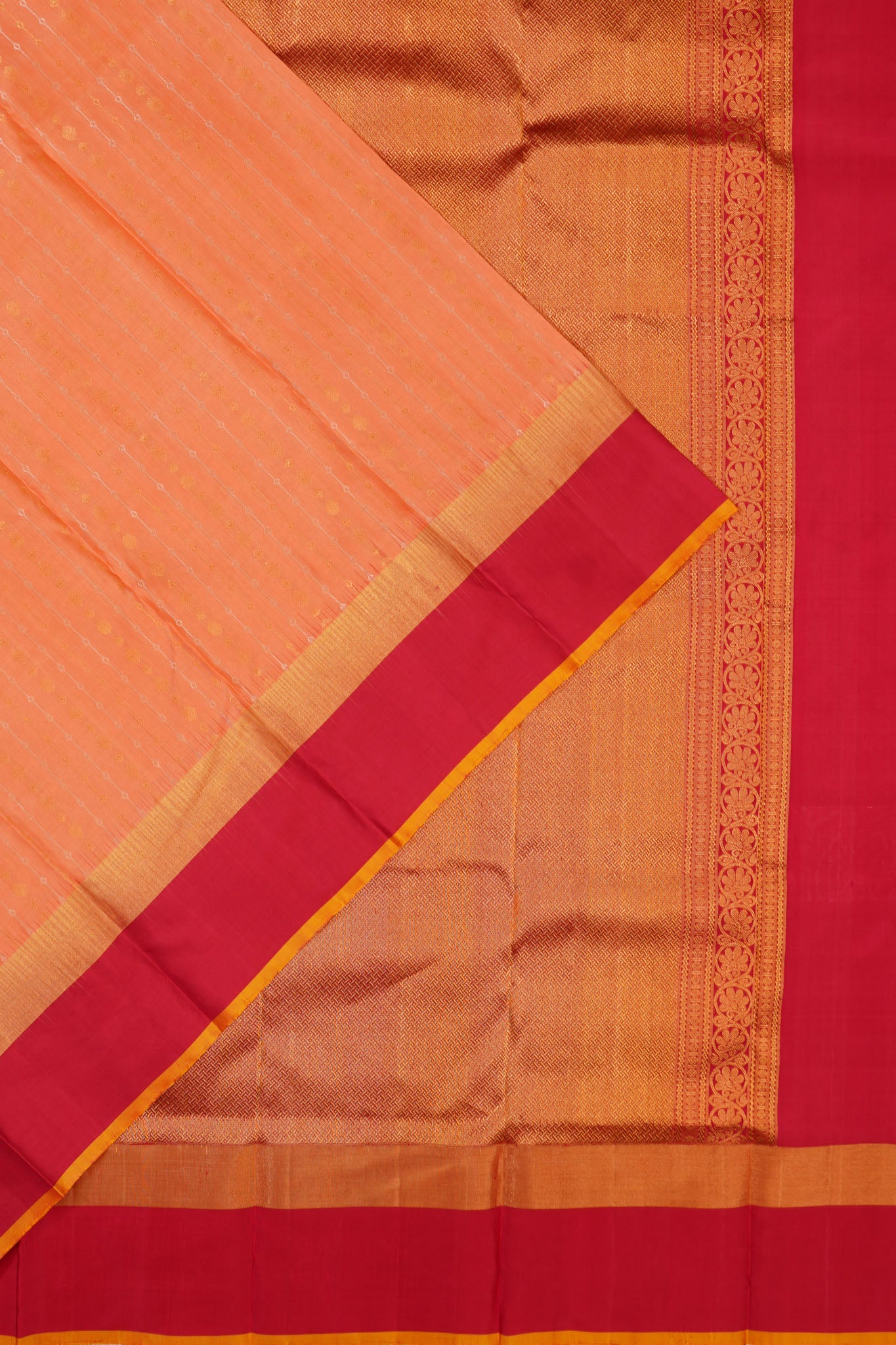 Taranga Kanchi Silk Brocade Peach Saree