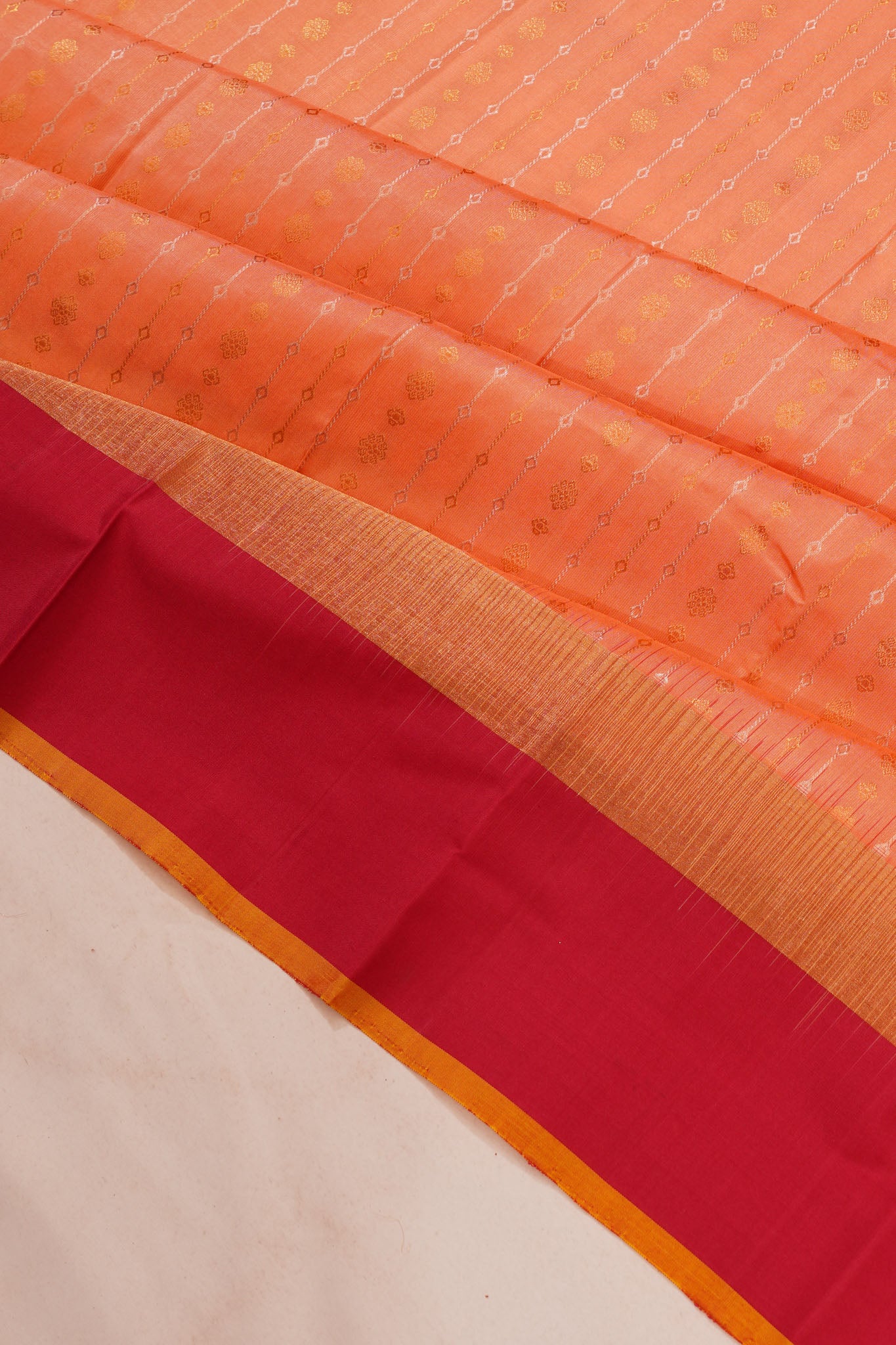 Taranga Kanchi Silk Brocade Peach Saree