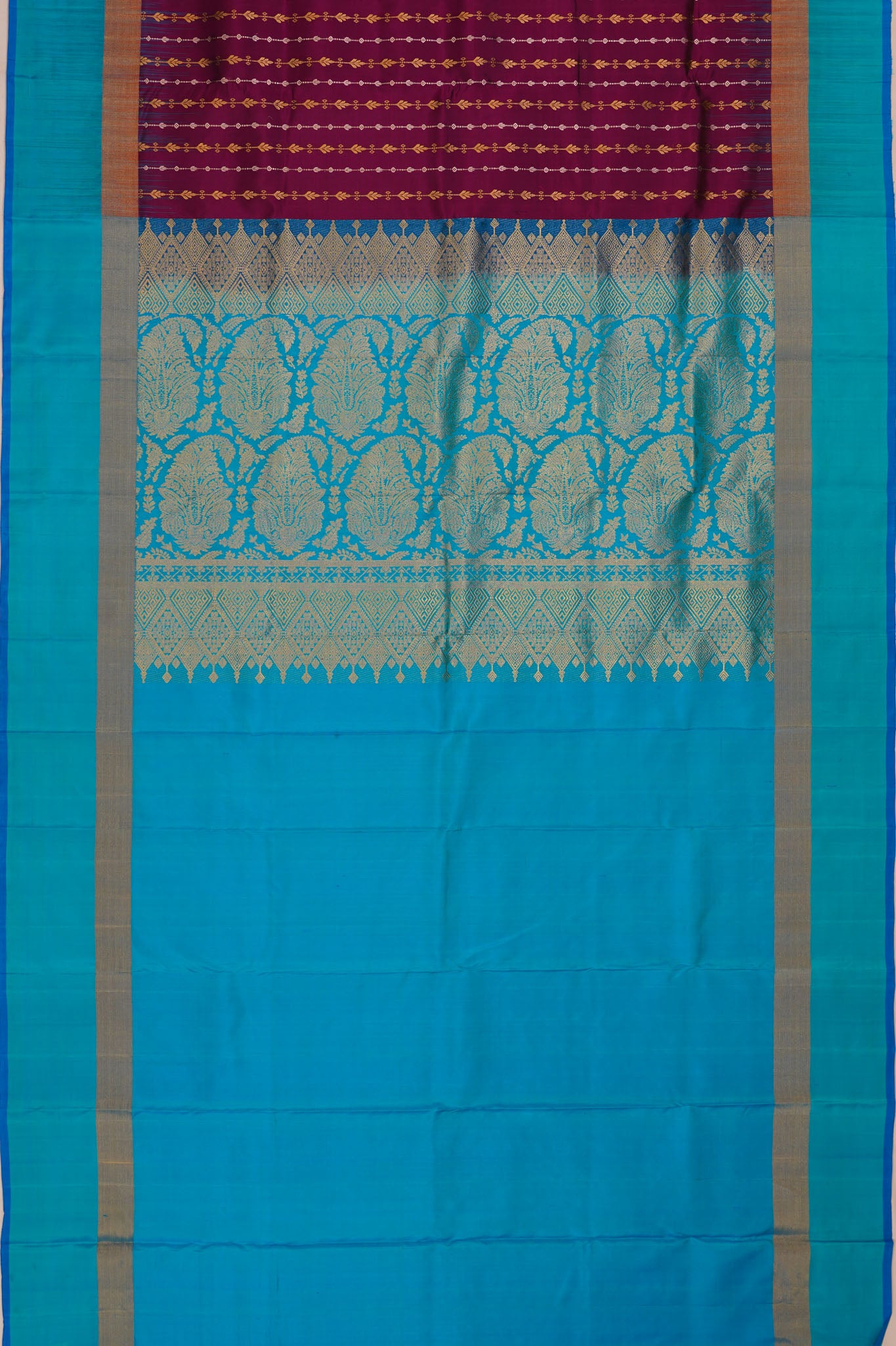 Taranga Kanchi Silk Vertical Lines Purple Saree