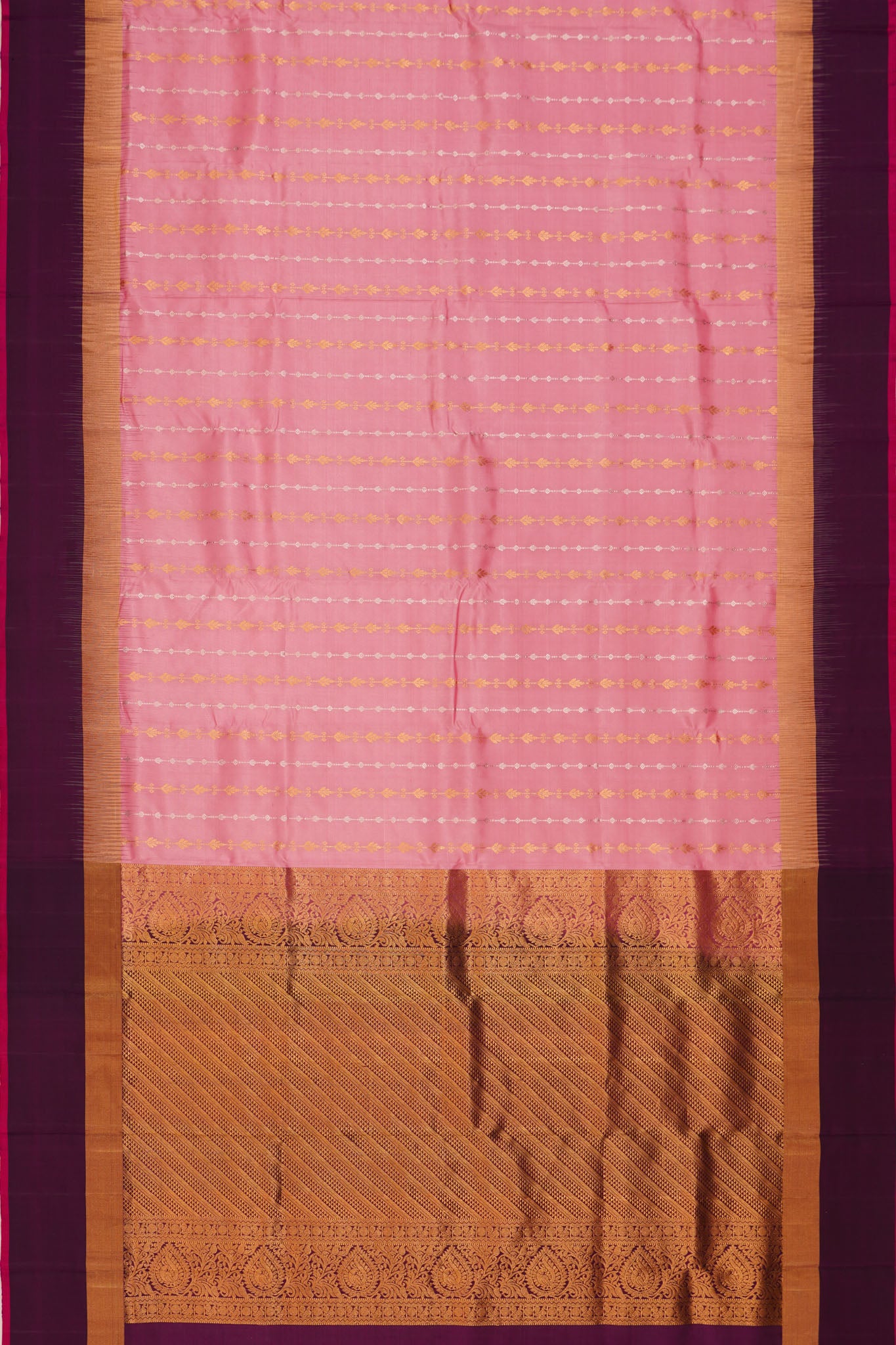 Taranga Kanchi Silk Vertical Lines Baby Pink Saree