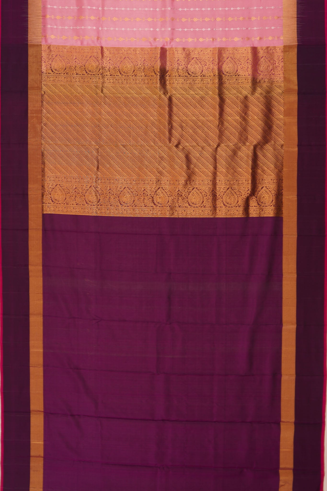 Taranga Kanchi Silk Vertical Lines Baby Pink Saree