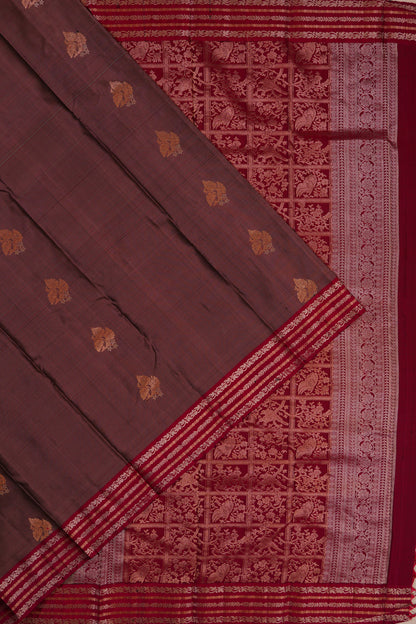 Taranga Kanchi Silk Oosi Lines And Butta Maroon Saree