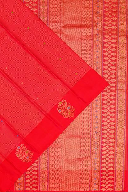 Taranga Kanchi Silk Oosi Lines And Butta Red Saree