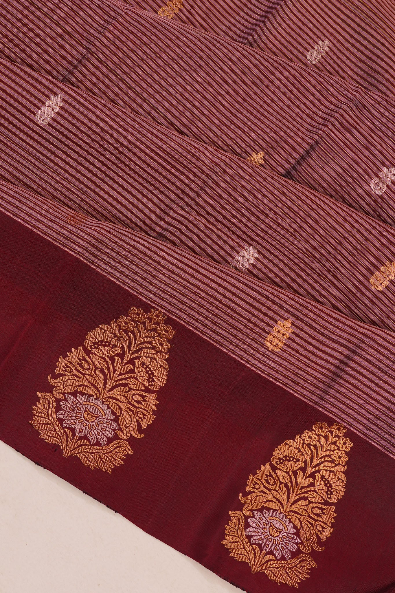 Taranga Kanchi Silk Line And Butta Lilac Saree