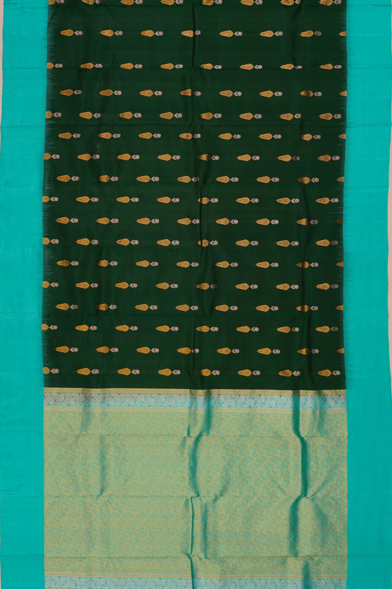 Taranga Kanchi Silk Butta dark Green saree