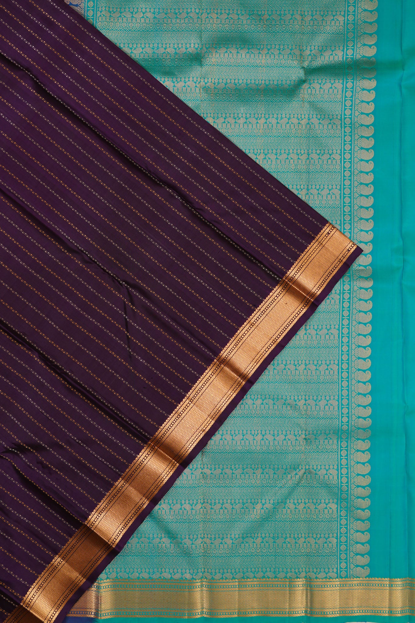 Taranga Kanchi Silk Vertcal Lines Violet Saree