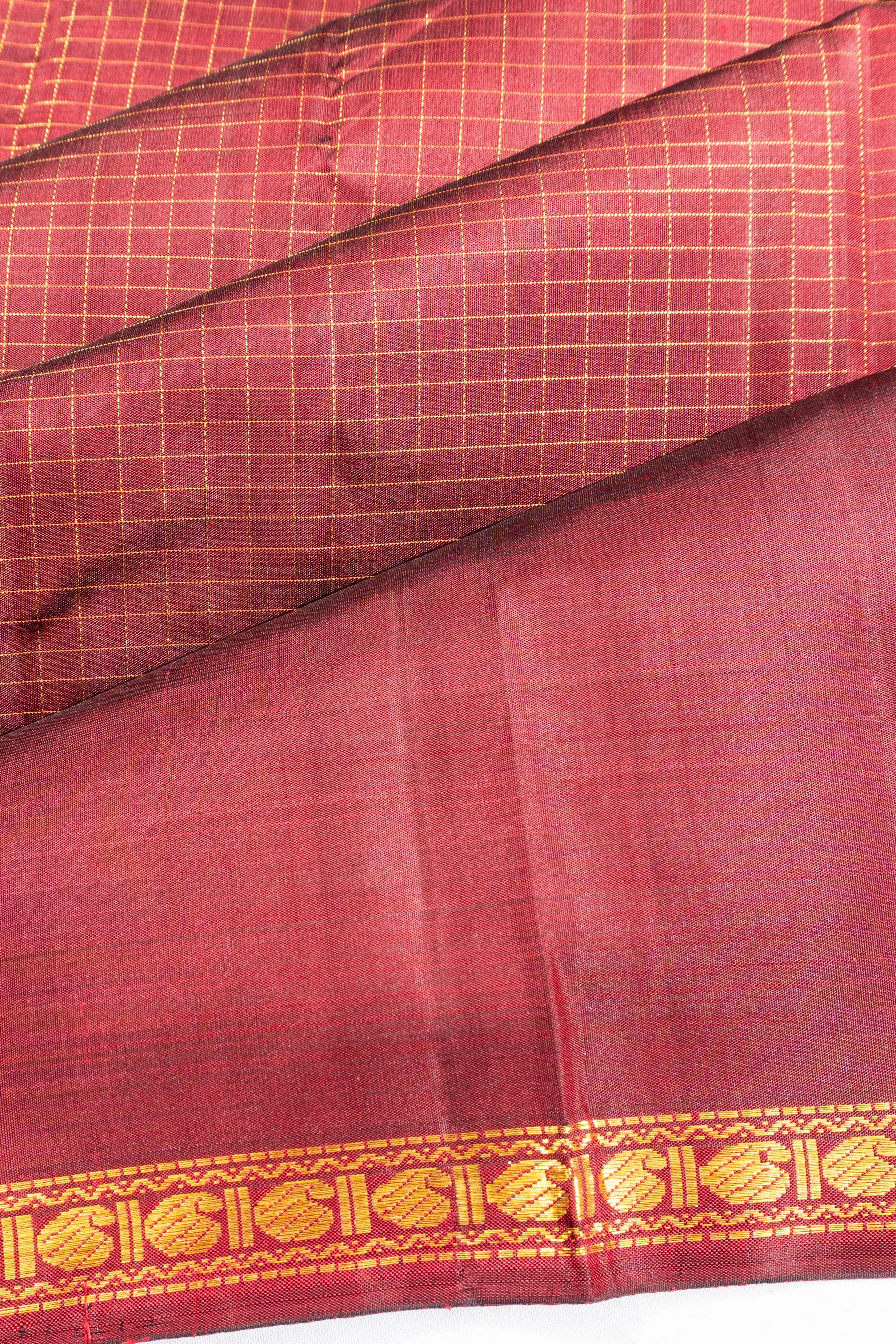 Kanchipuram Silk Checks Maroon Saree