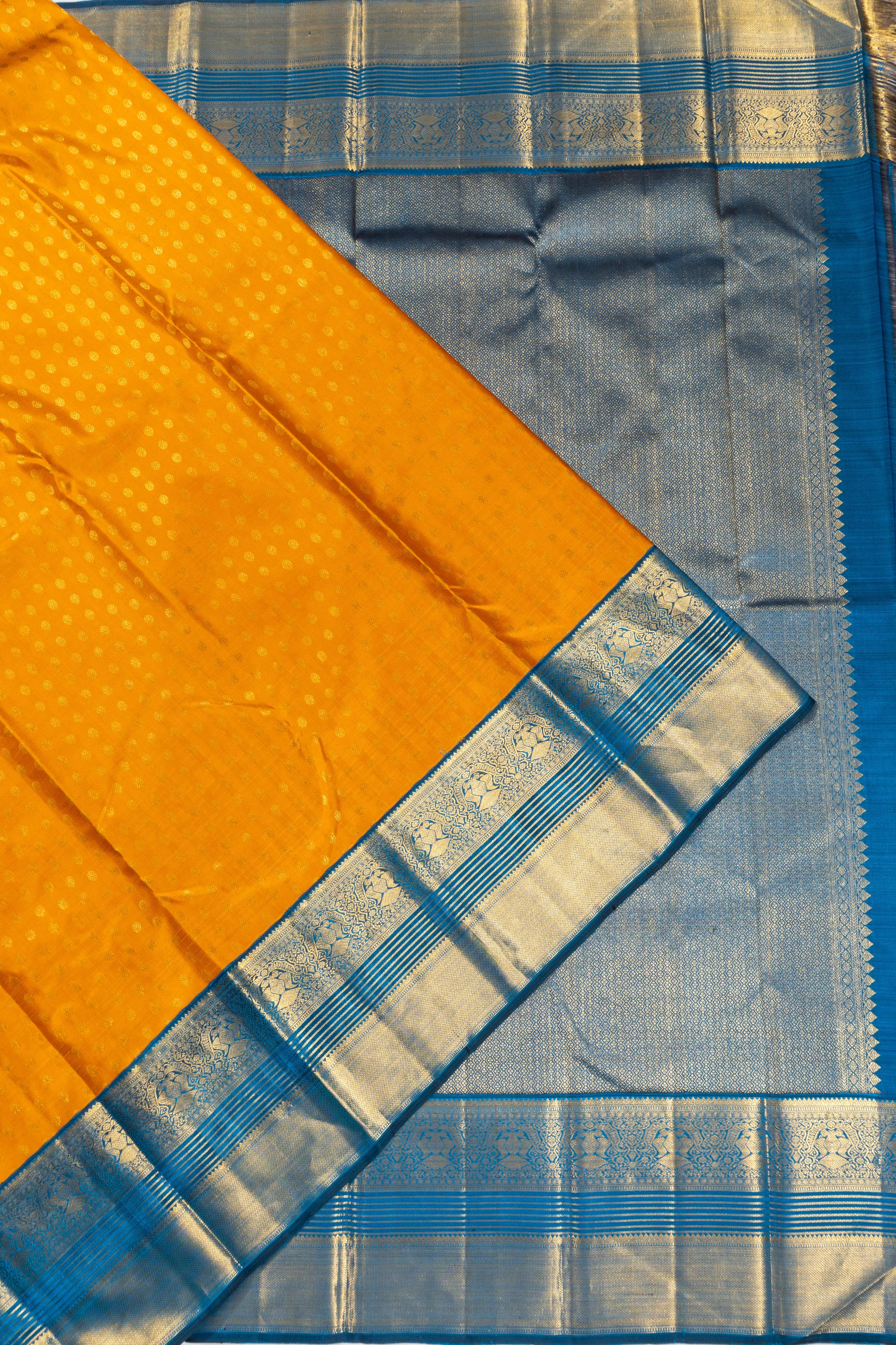 Kanchipuram Silk Brocade Yellow Saree