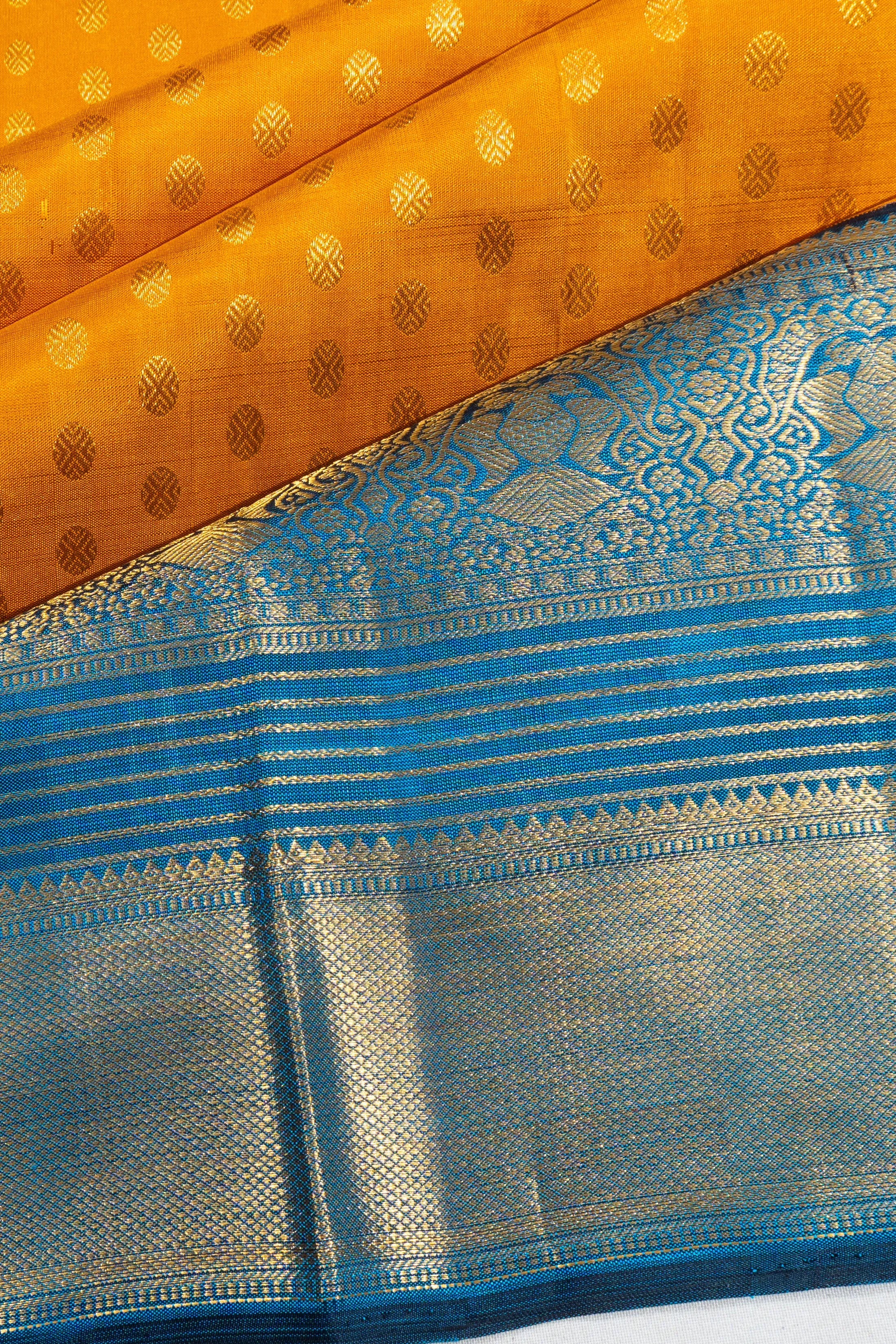 Kanchipuram Silk Brocade Yellow Saree