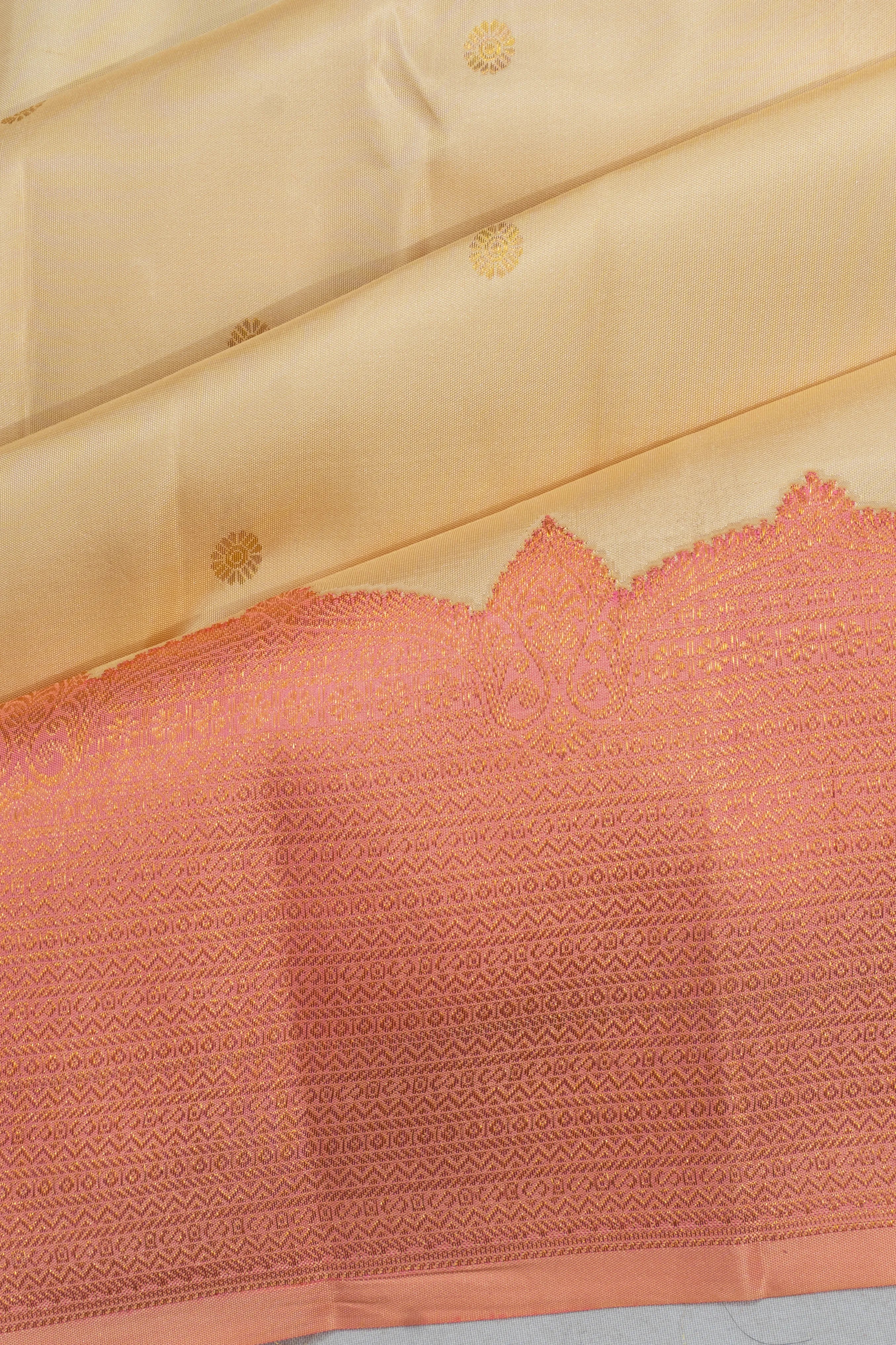 Kanchipuram Silk Butta Cream Saree